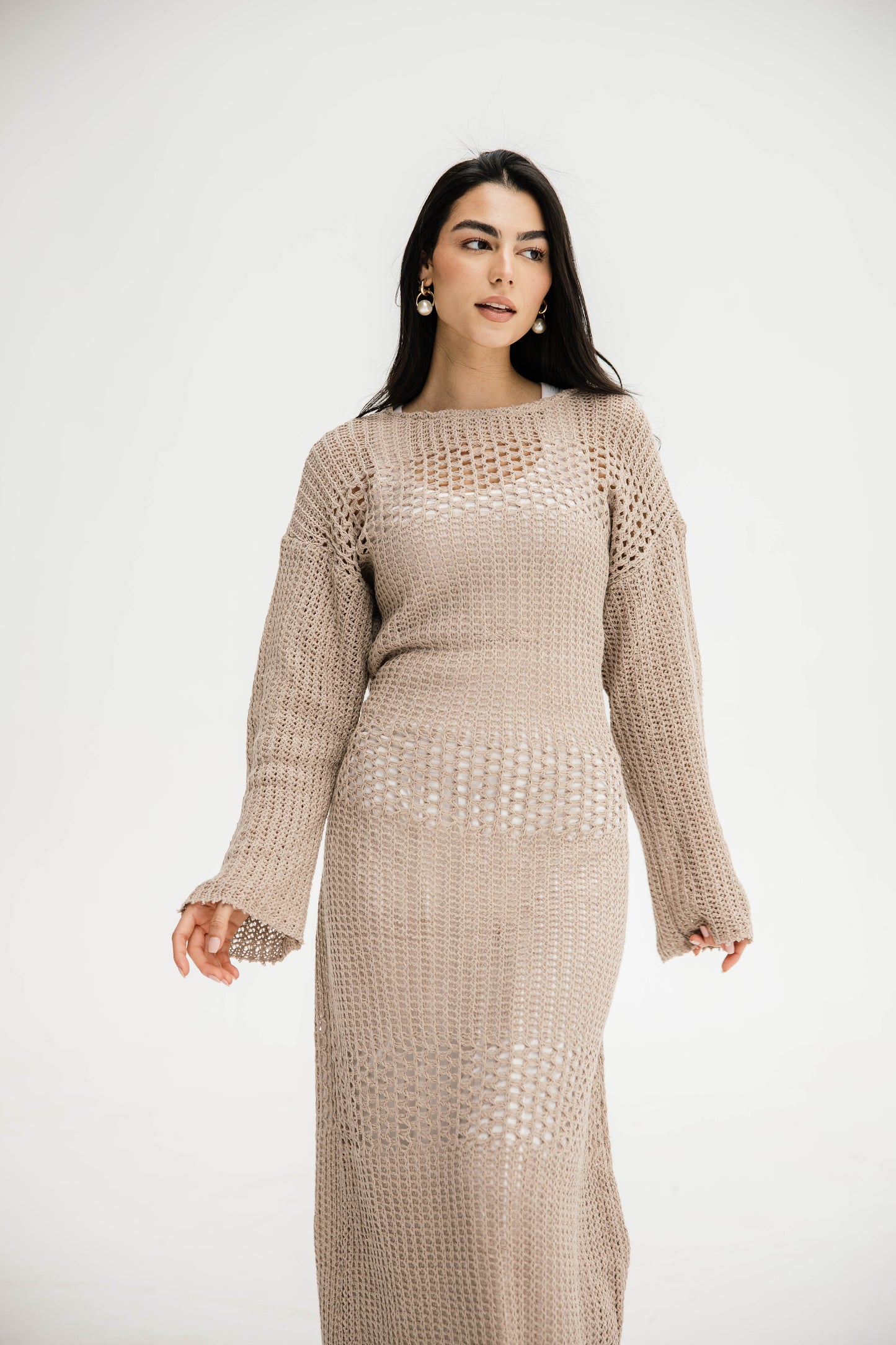 The Fish Net dress in Tan