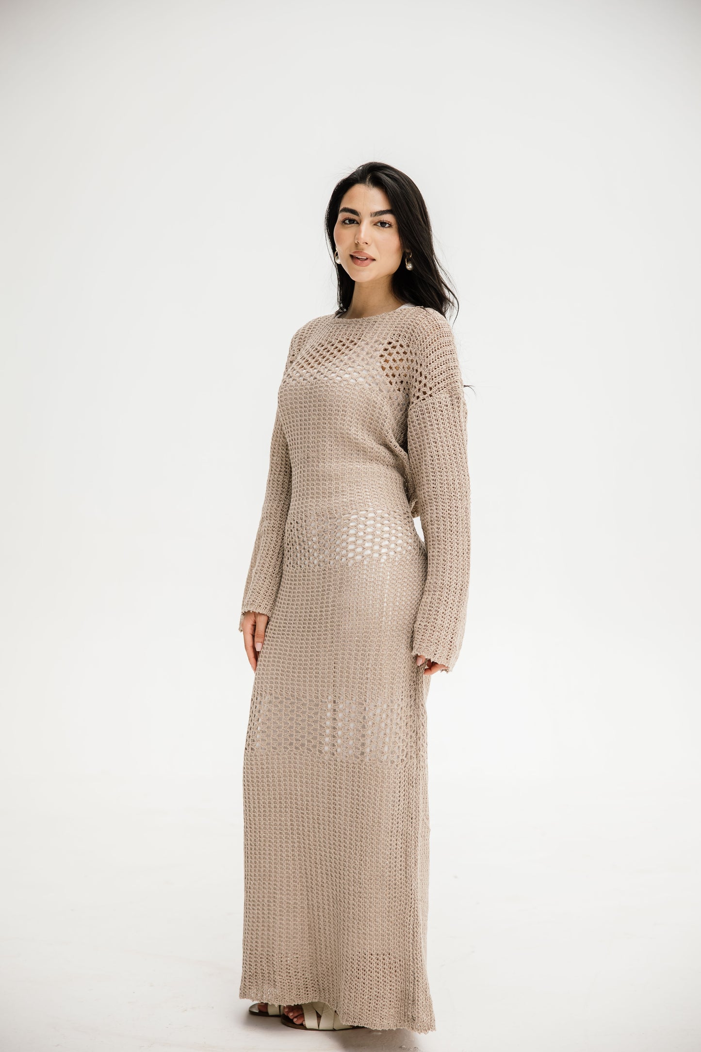 The Fish Net dress in Tan