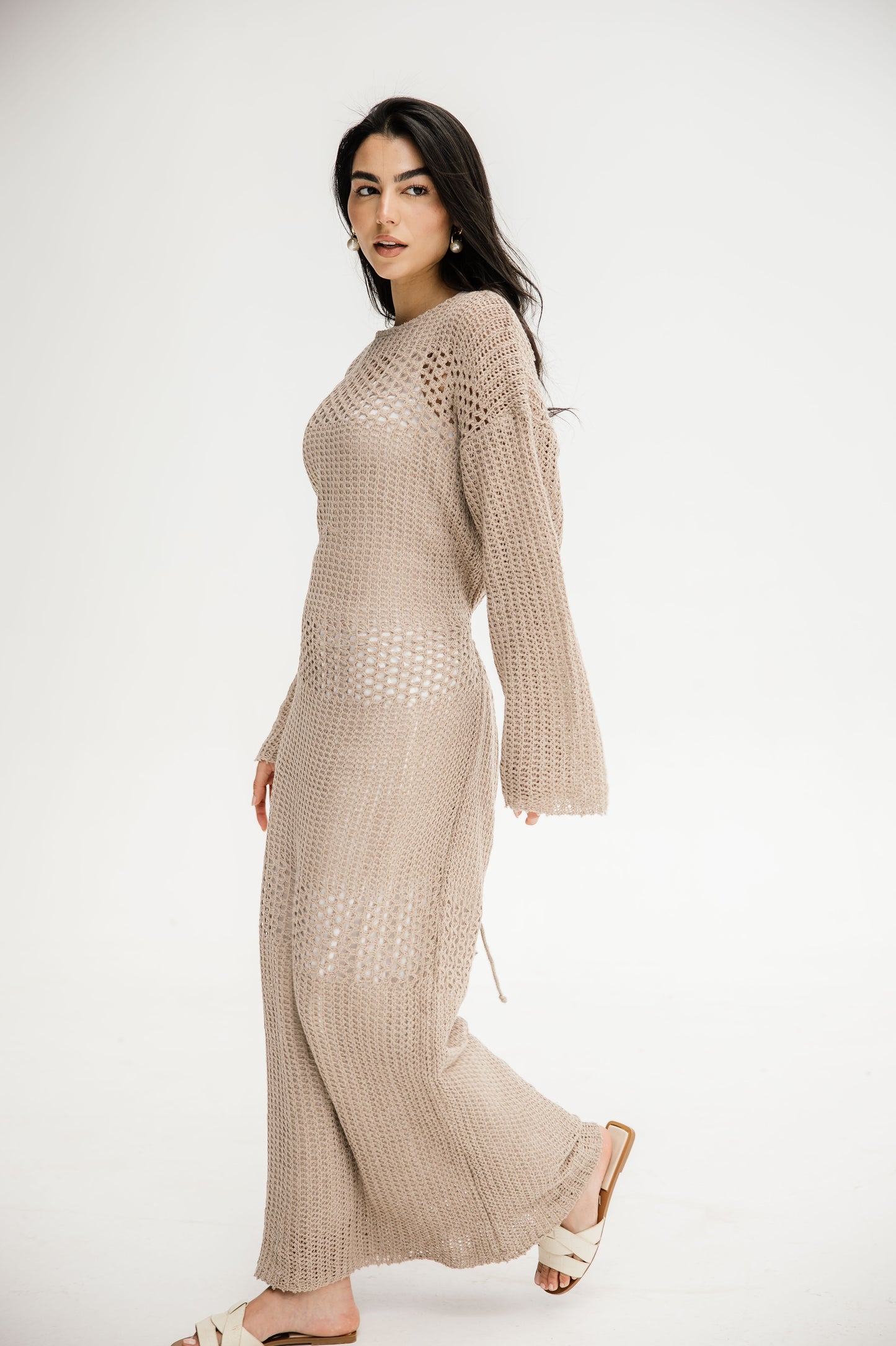 The Fish Net dress in Tan