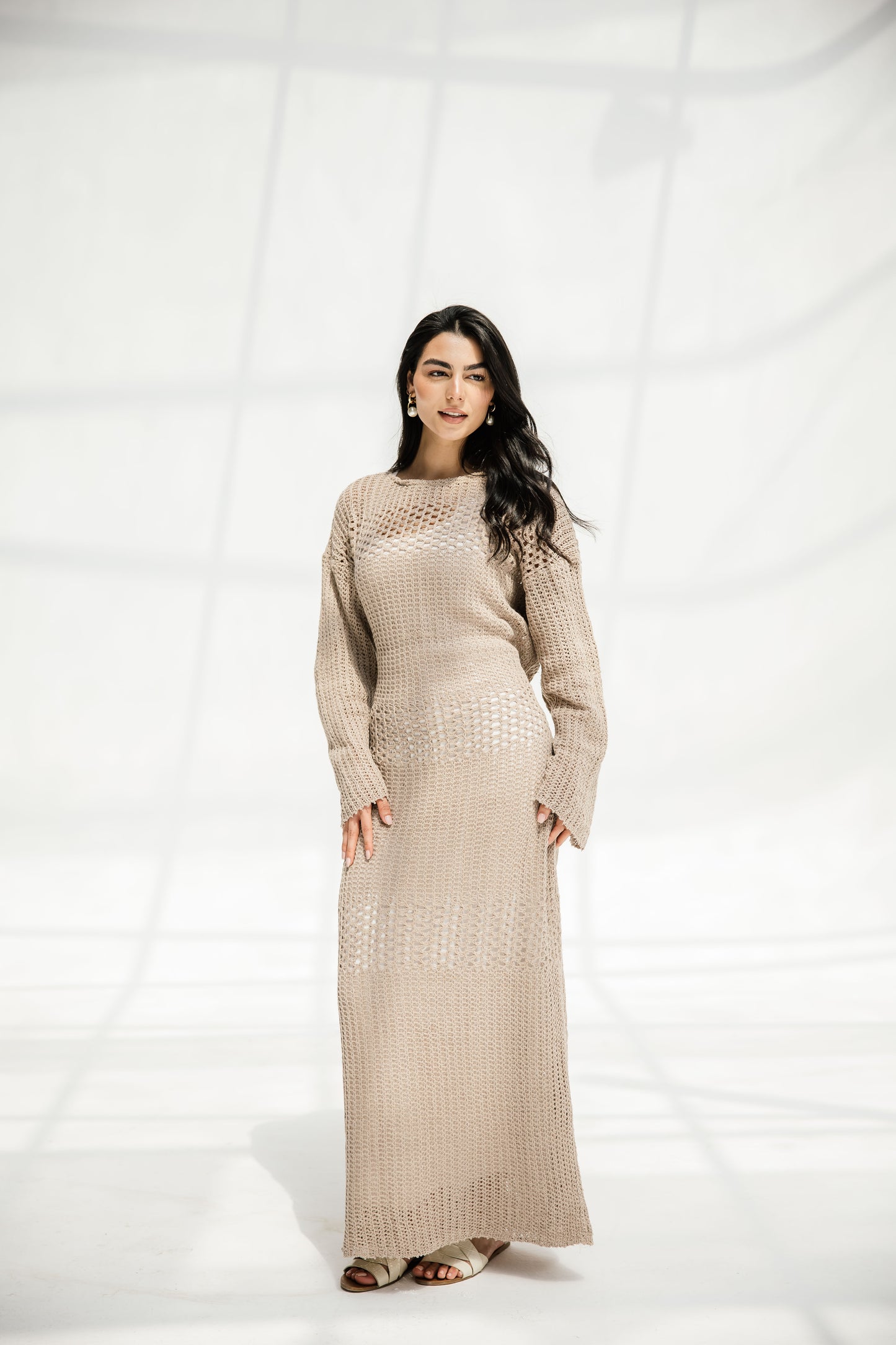 The Fish Net dress in Tan