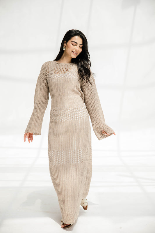 The Fish Net dress in Tan