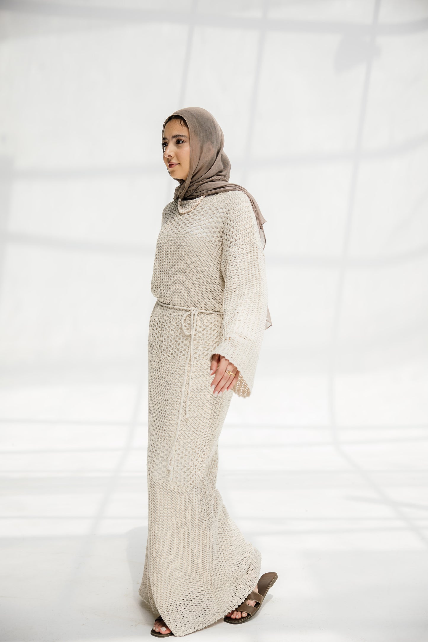 The Fish Net dress in Oat