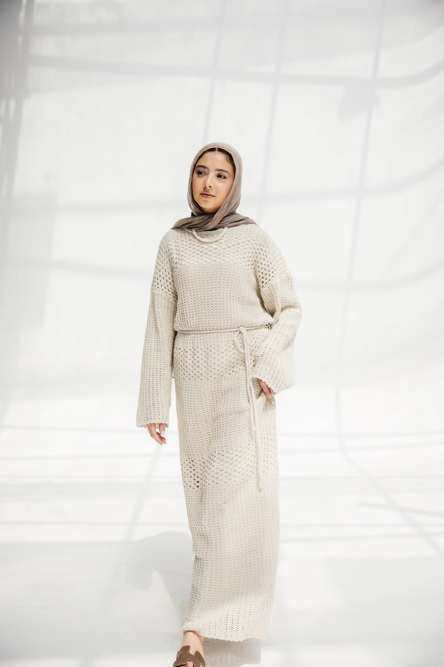 The Fish Net dress in Oat