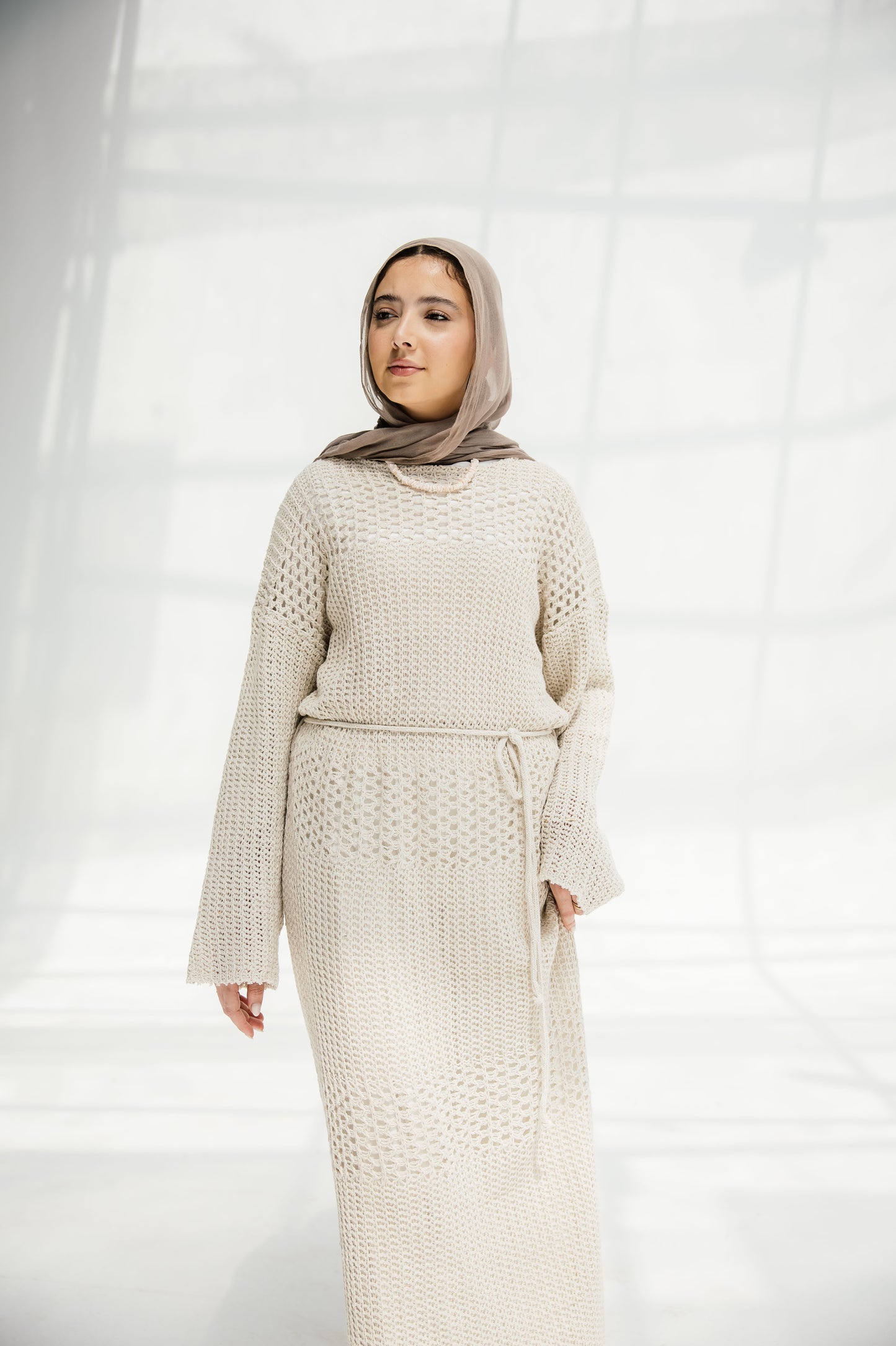 The Fish Net dress in Oat