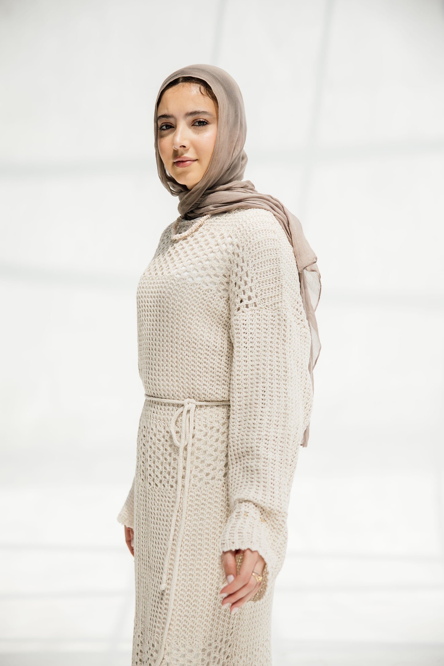 The Fish Net dress in Oat