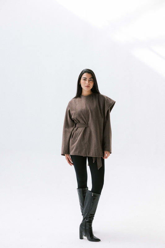 Obsidian Wrap Jacket in Brown