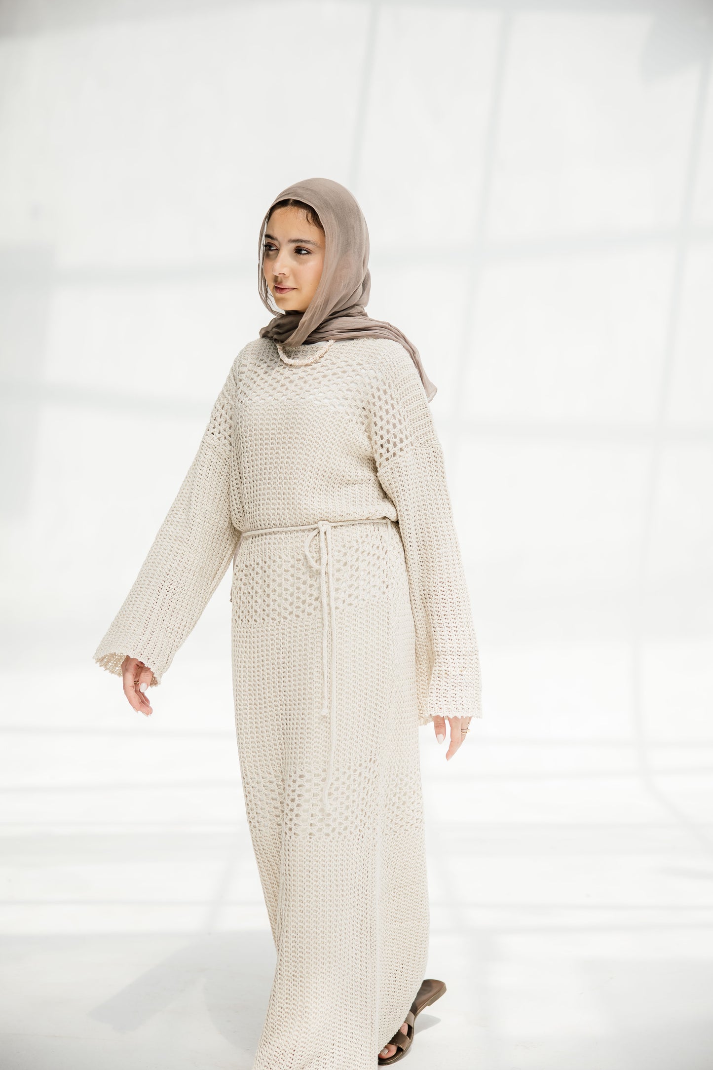 The Fish Net dress in Oat