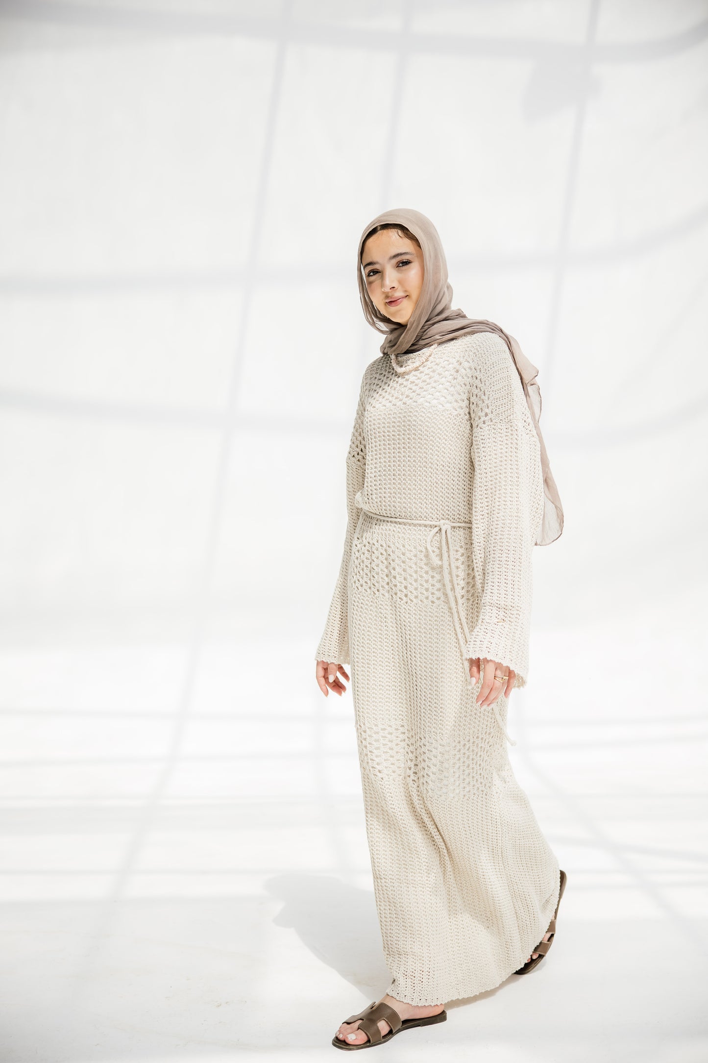 The Fish Net dress in Oat