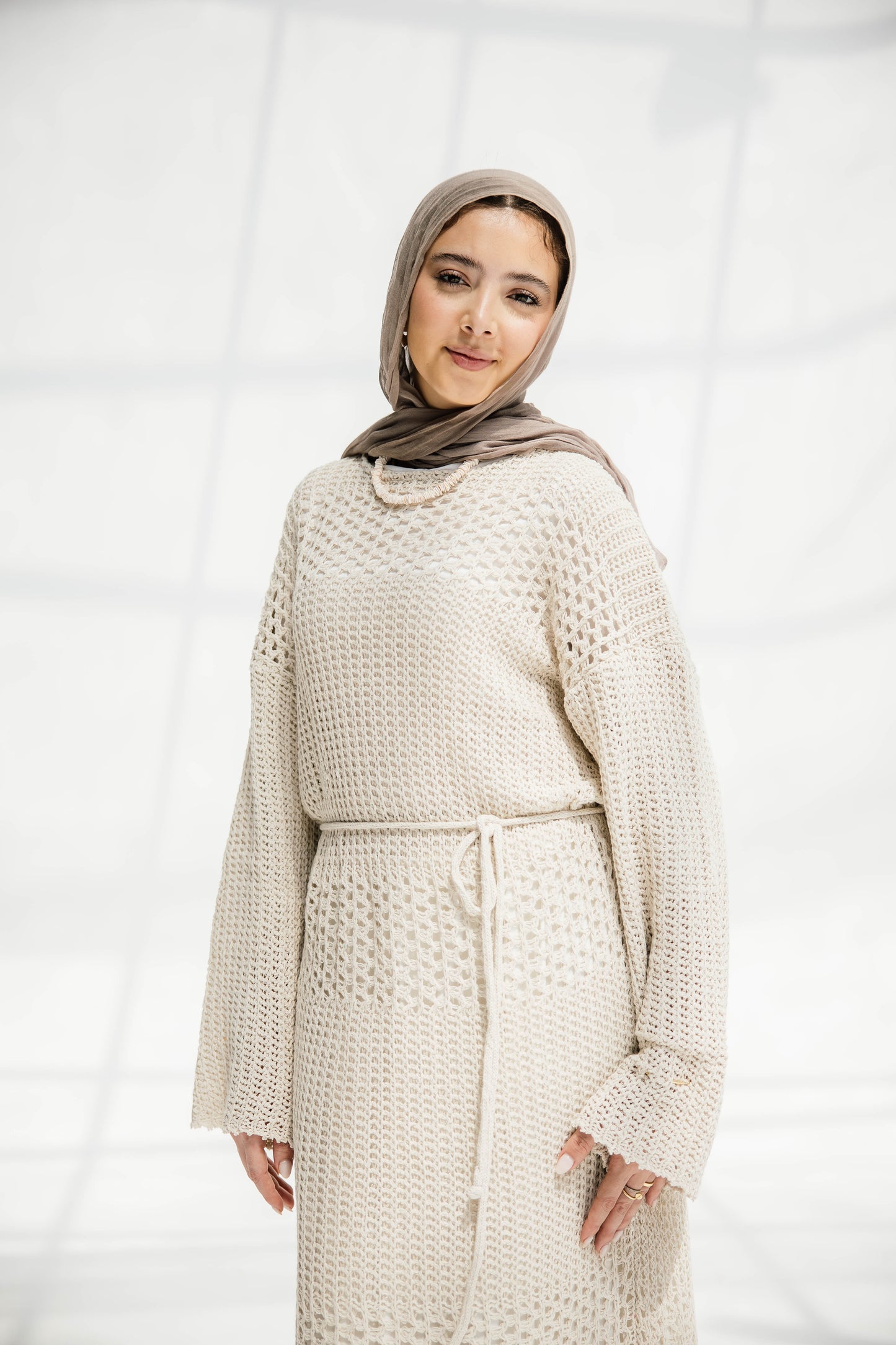 The Fish Net dress in Oat
