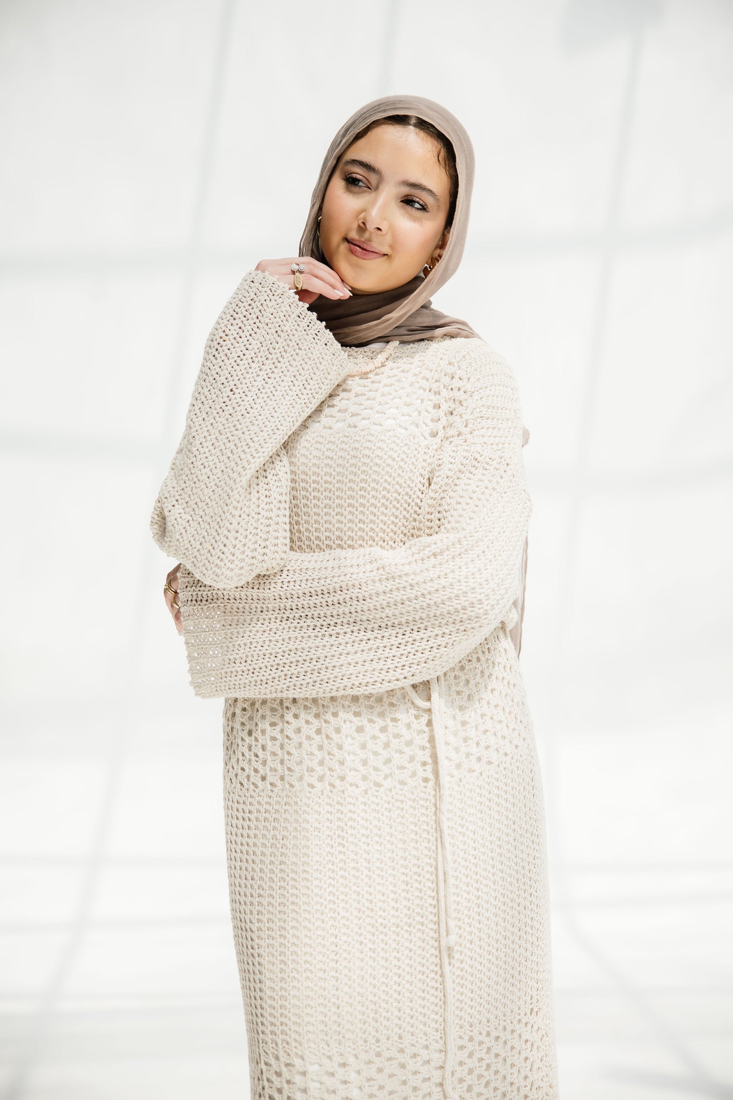 The Fish Net dress in Oat