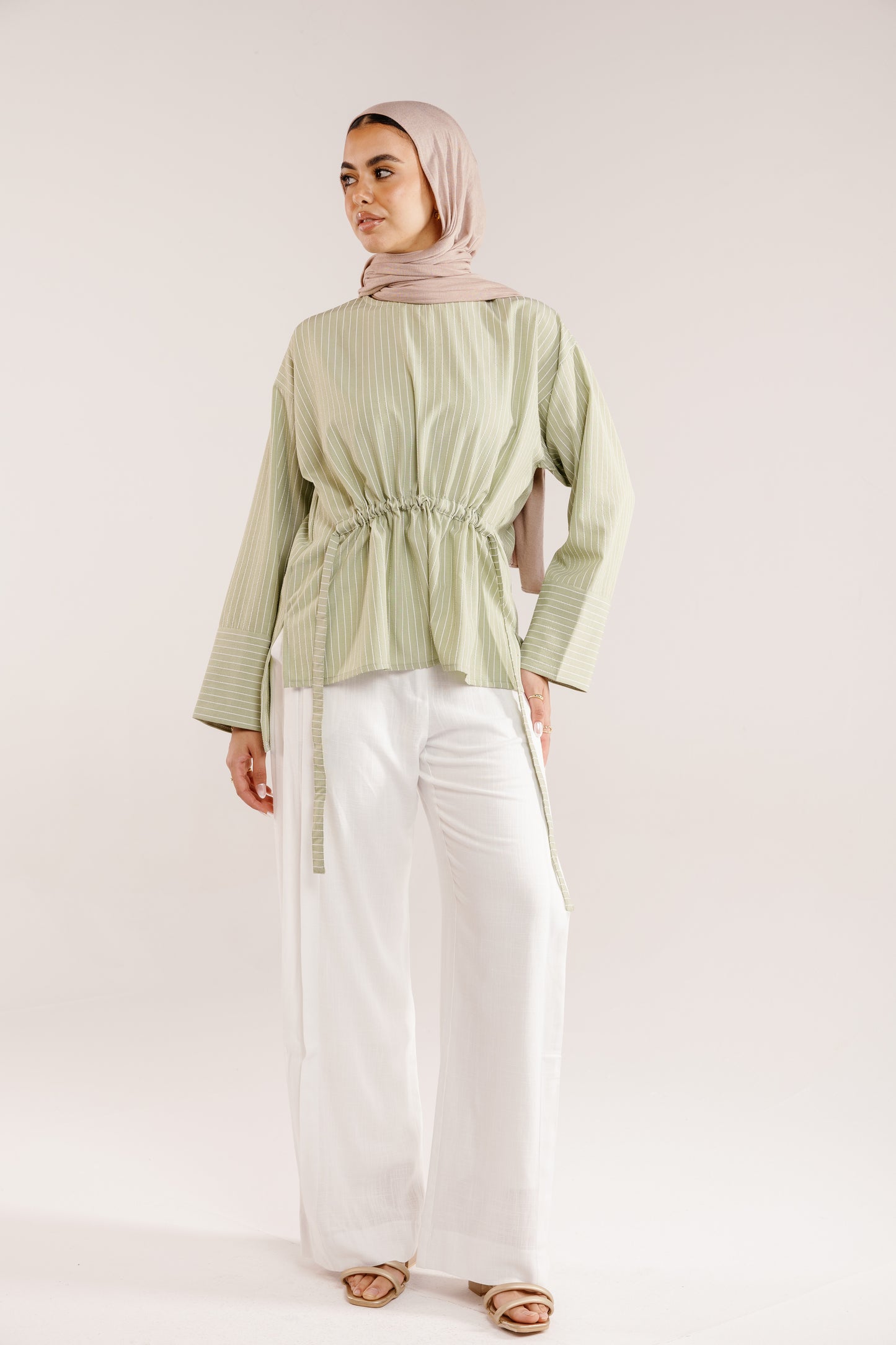 The Liner Blouse in Pale Olive