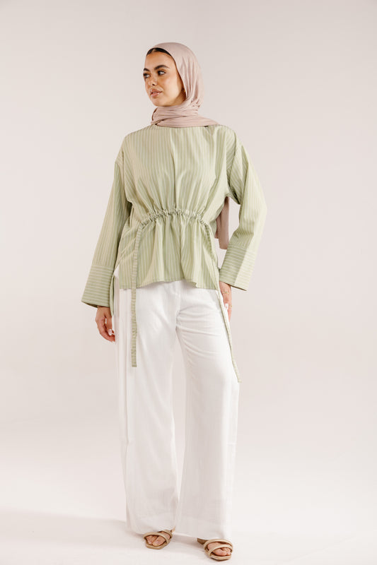 The Liner Blouse in Pale Olive