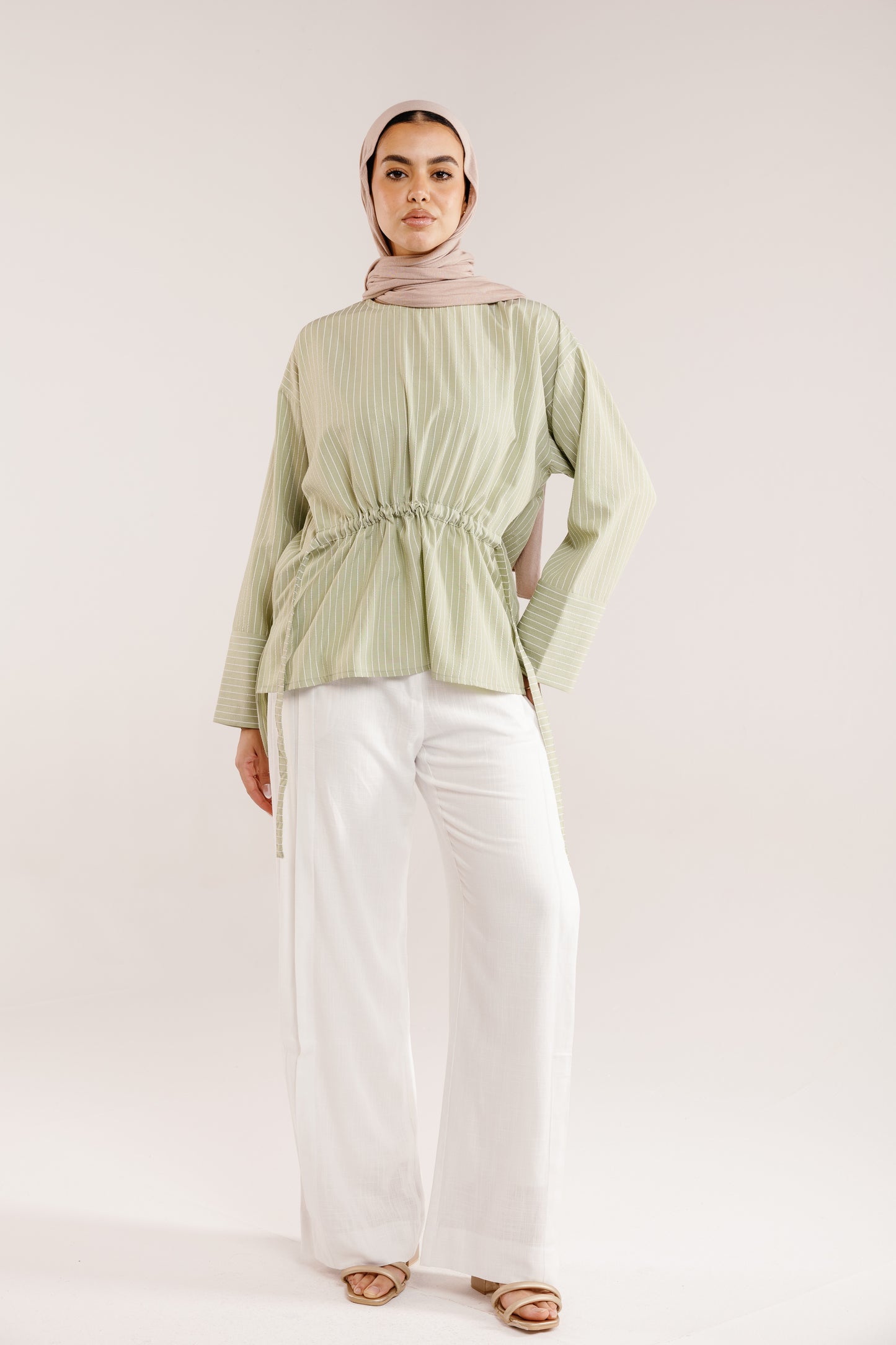 The Liner Blouse in Pale Olive