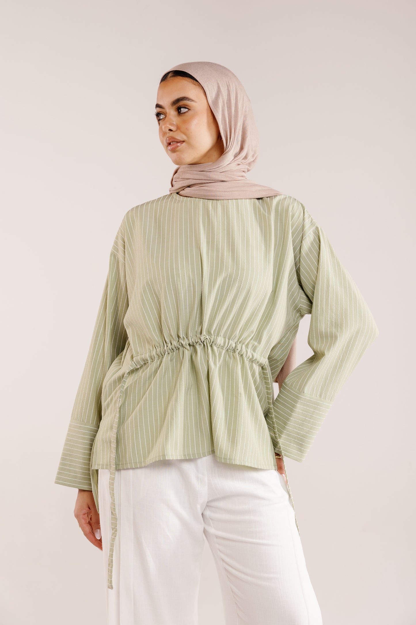 The Liner Blouse in Pale Olive