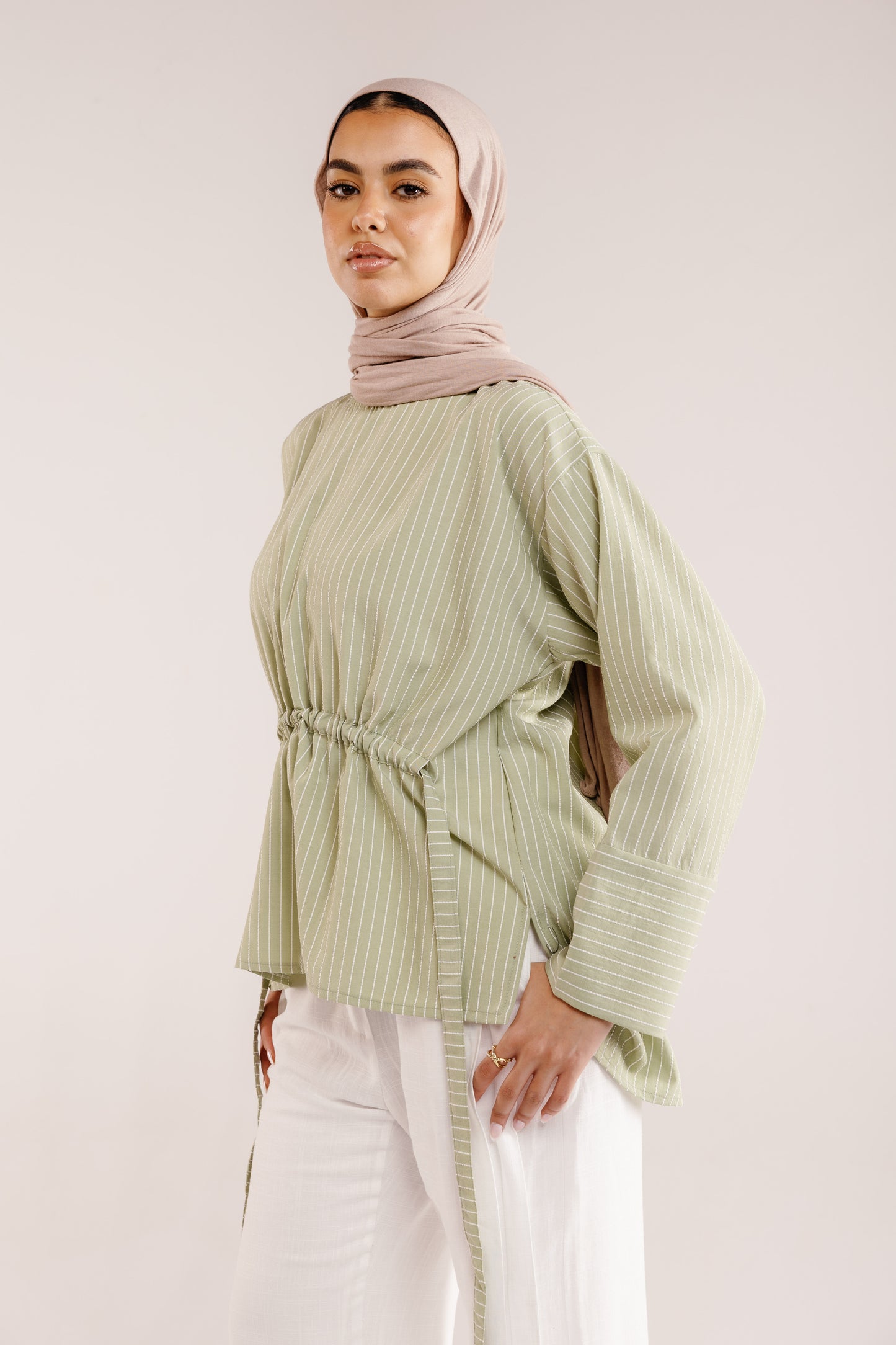 The Liner Blouse in Pale Olive
