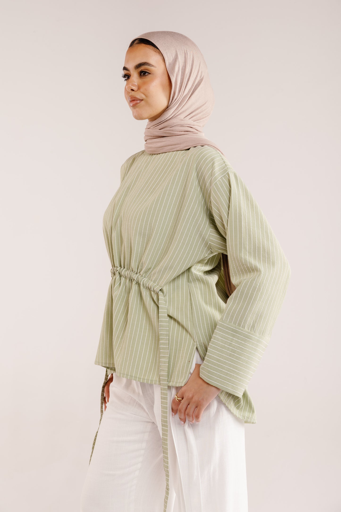 The Liner Blouse in Pale Olive