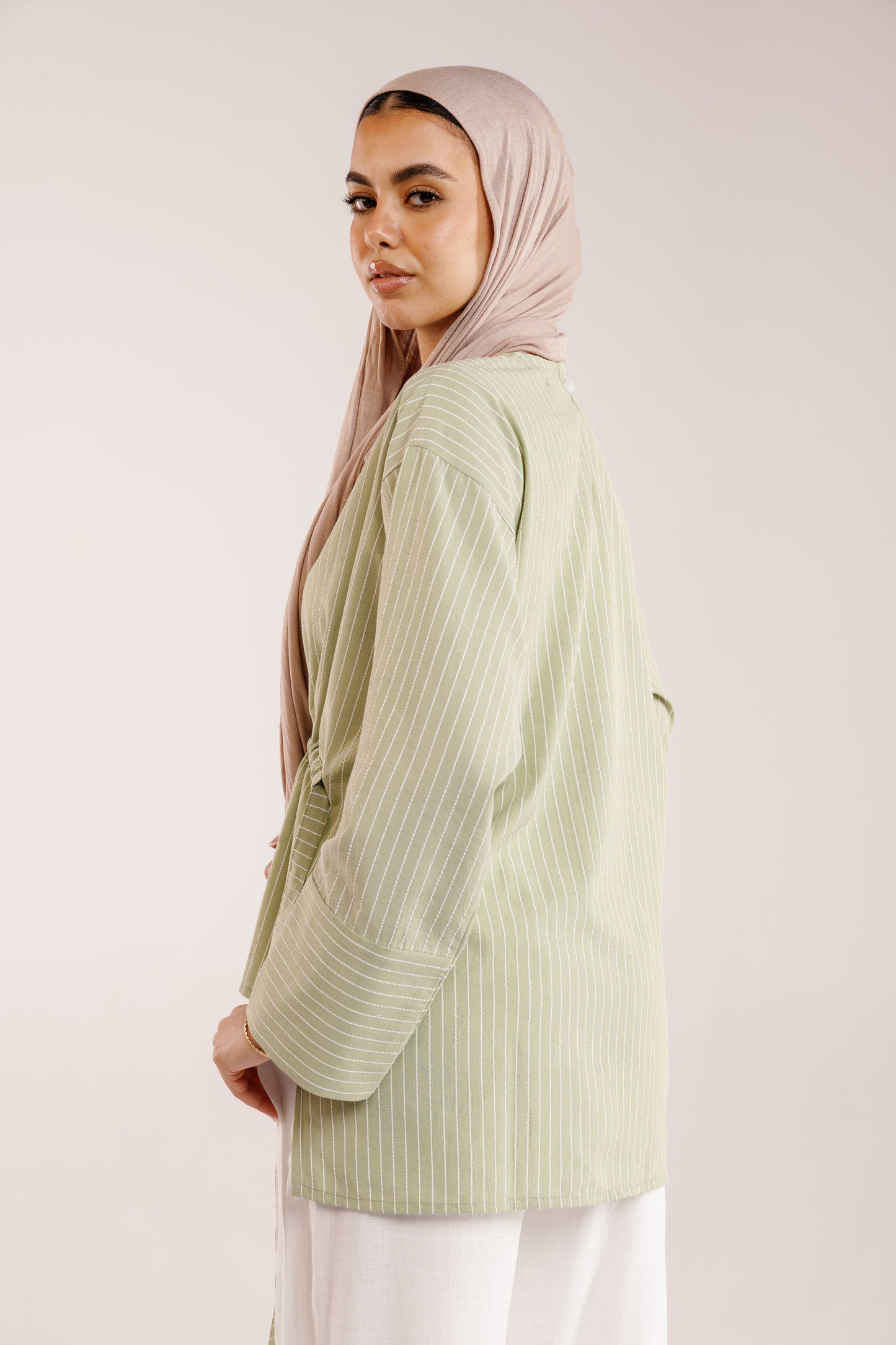 The Liner Blouse in Pale Olive