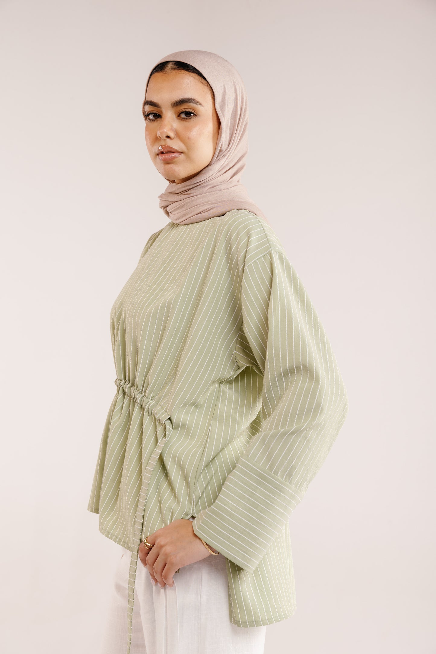 The Liner Blouse in Pale Olive