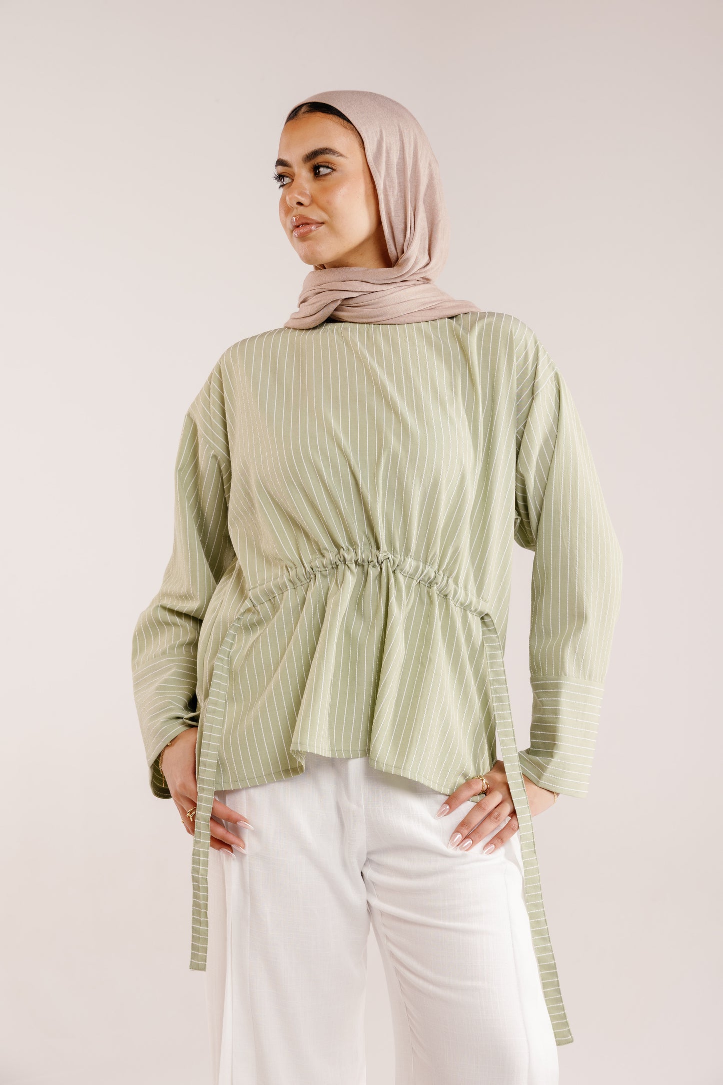 The Liner Blouse in Pale Olive