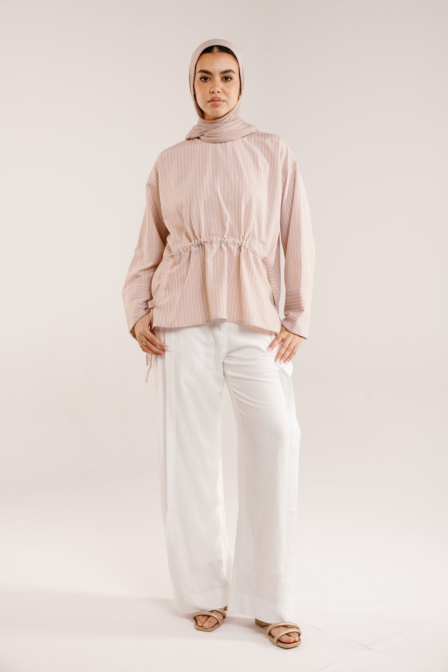 The Liner Blouse in Blush Beige
