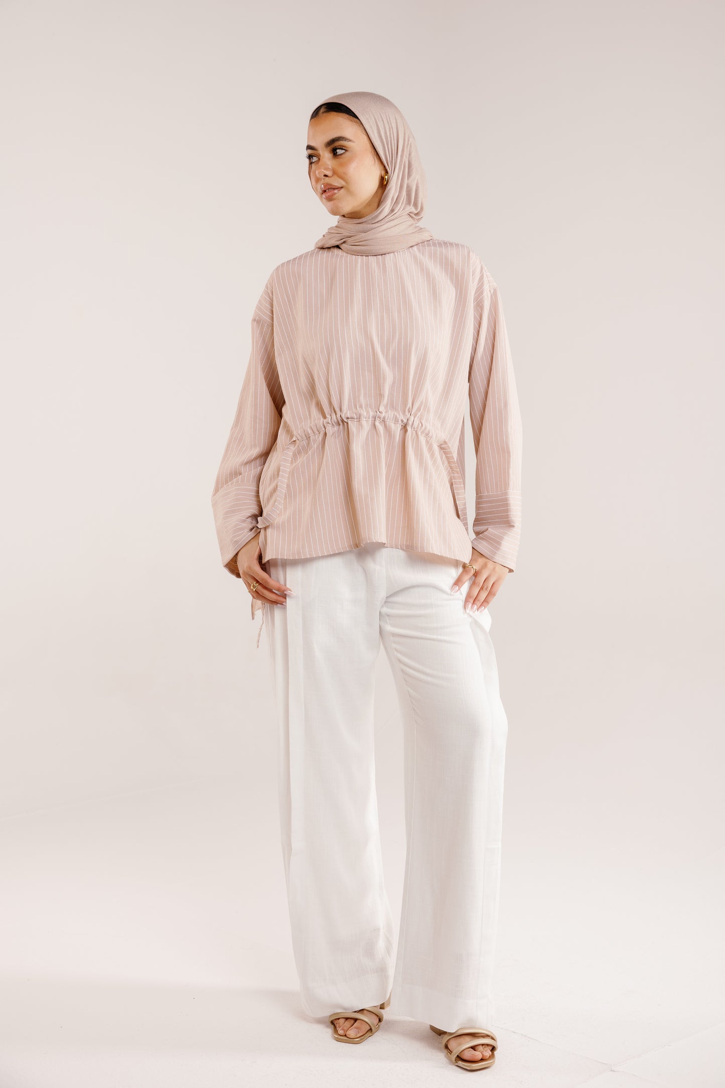 The Liner Blouse in Blush Beige