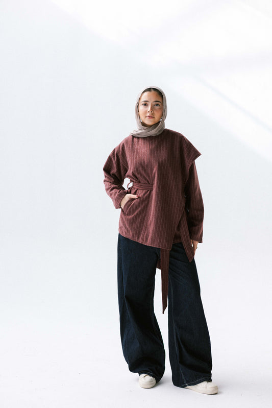 Obsidian Wrap Jacket in Maroon