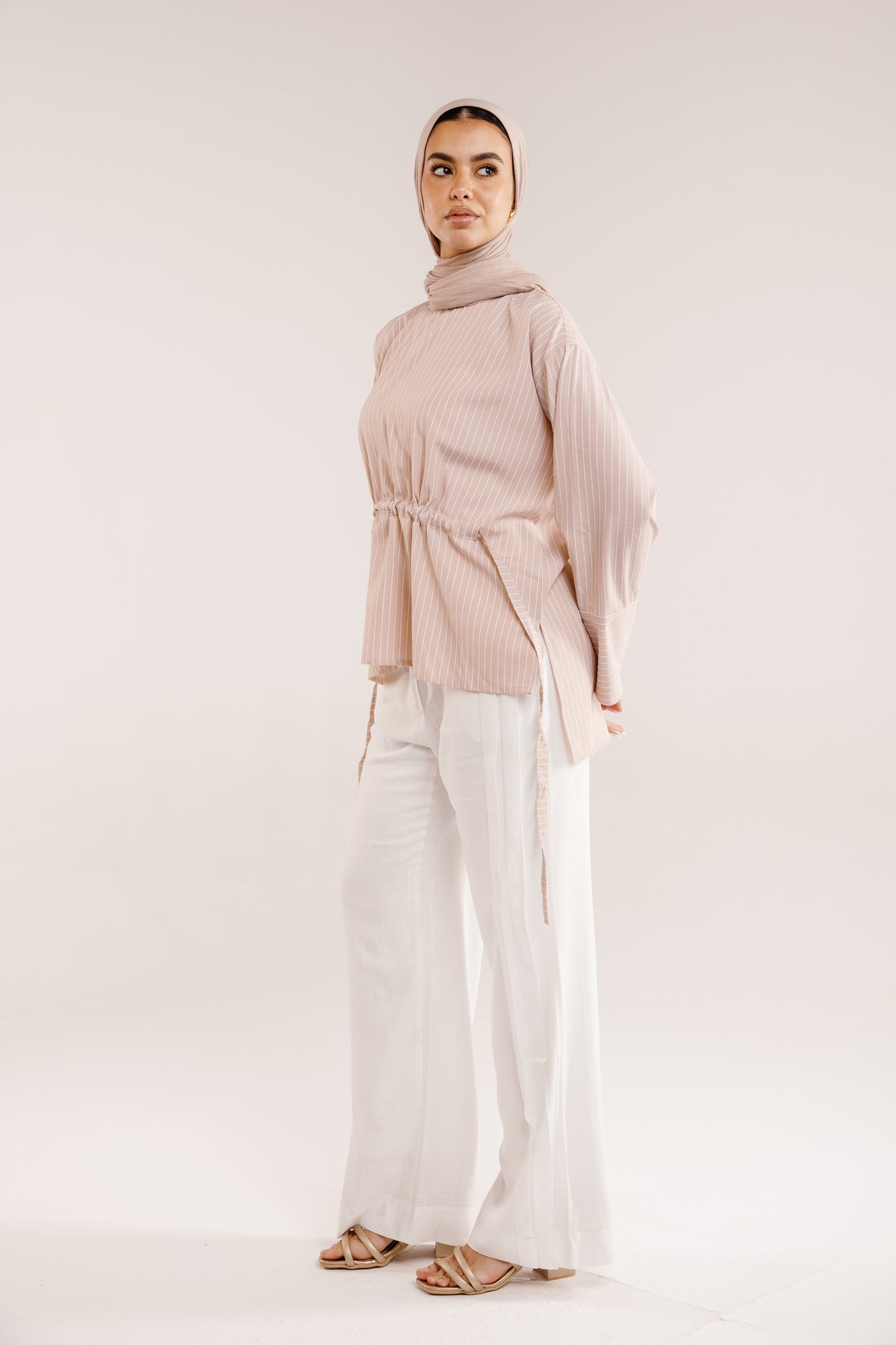 The Liner Blouse in Blush Beige