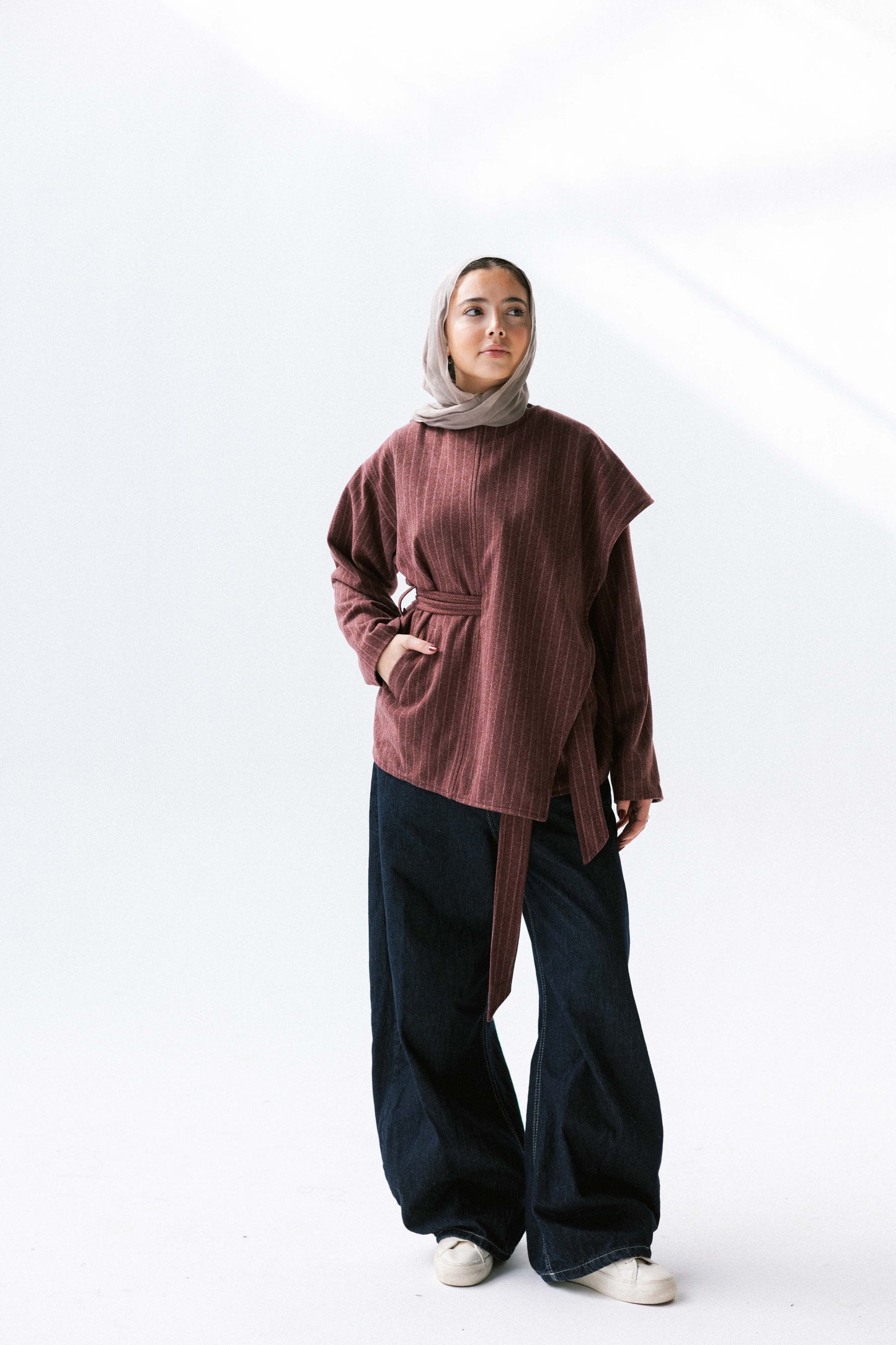 Obsidian Wrap Jacket in Maroon