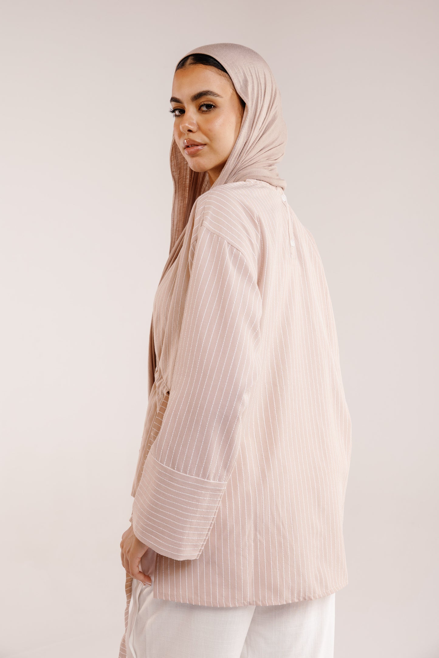 The Liner Blouse in Blush Beige