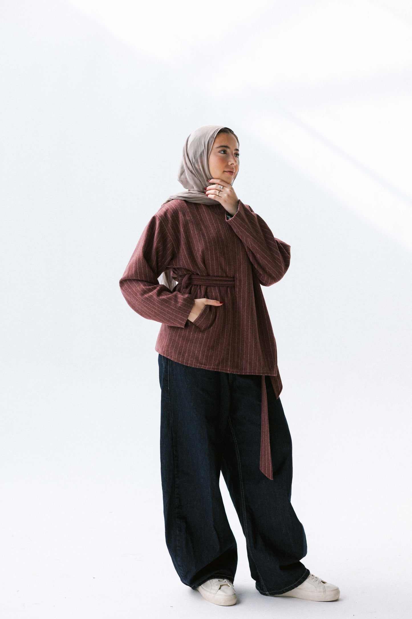 Obsidian Wrap Jacket in Maroon