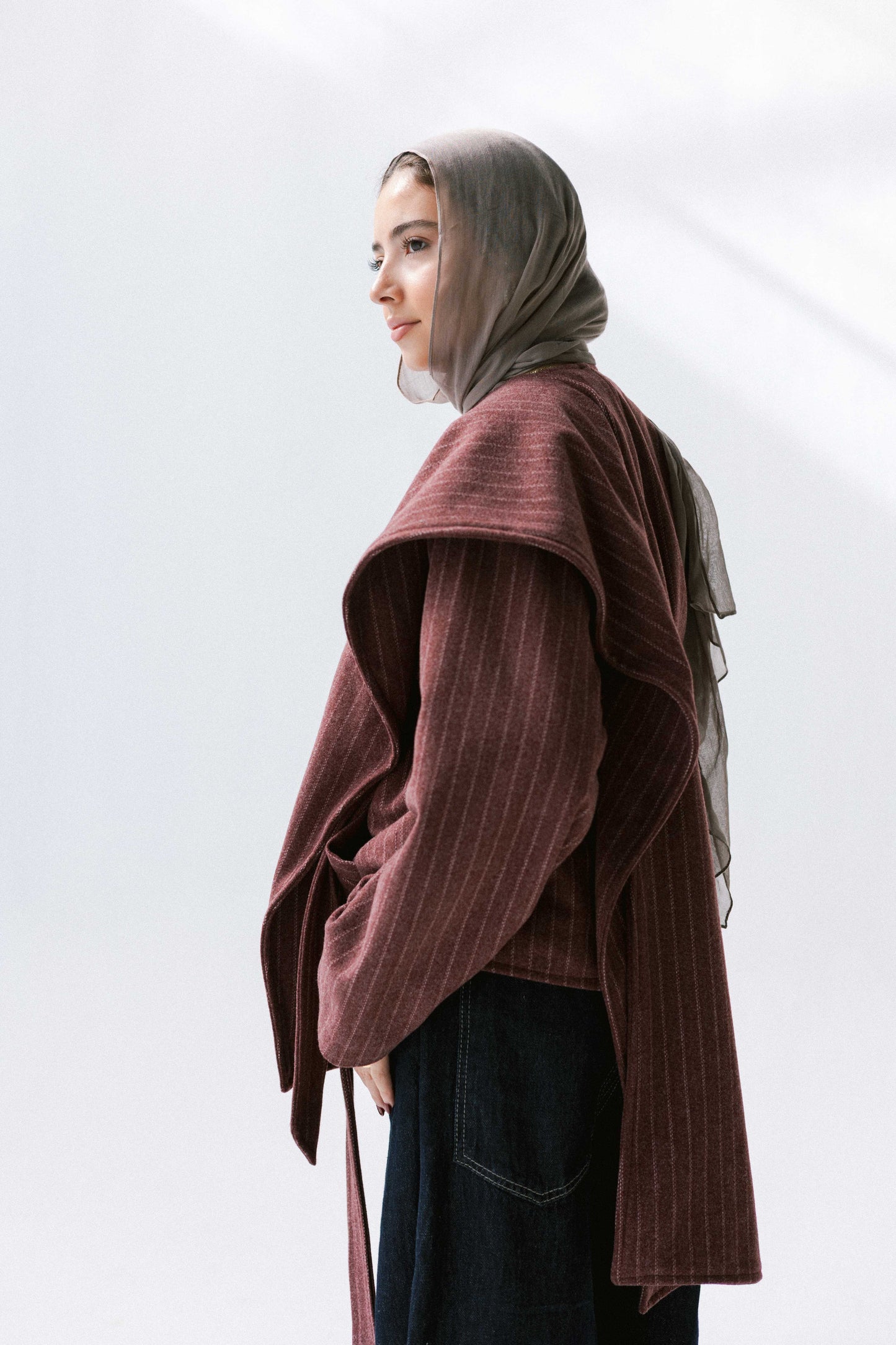 Obsidian Wrap Jacket in Maroon