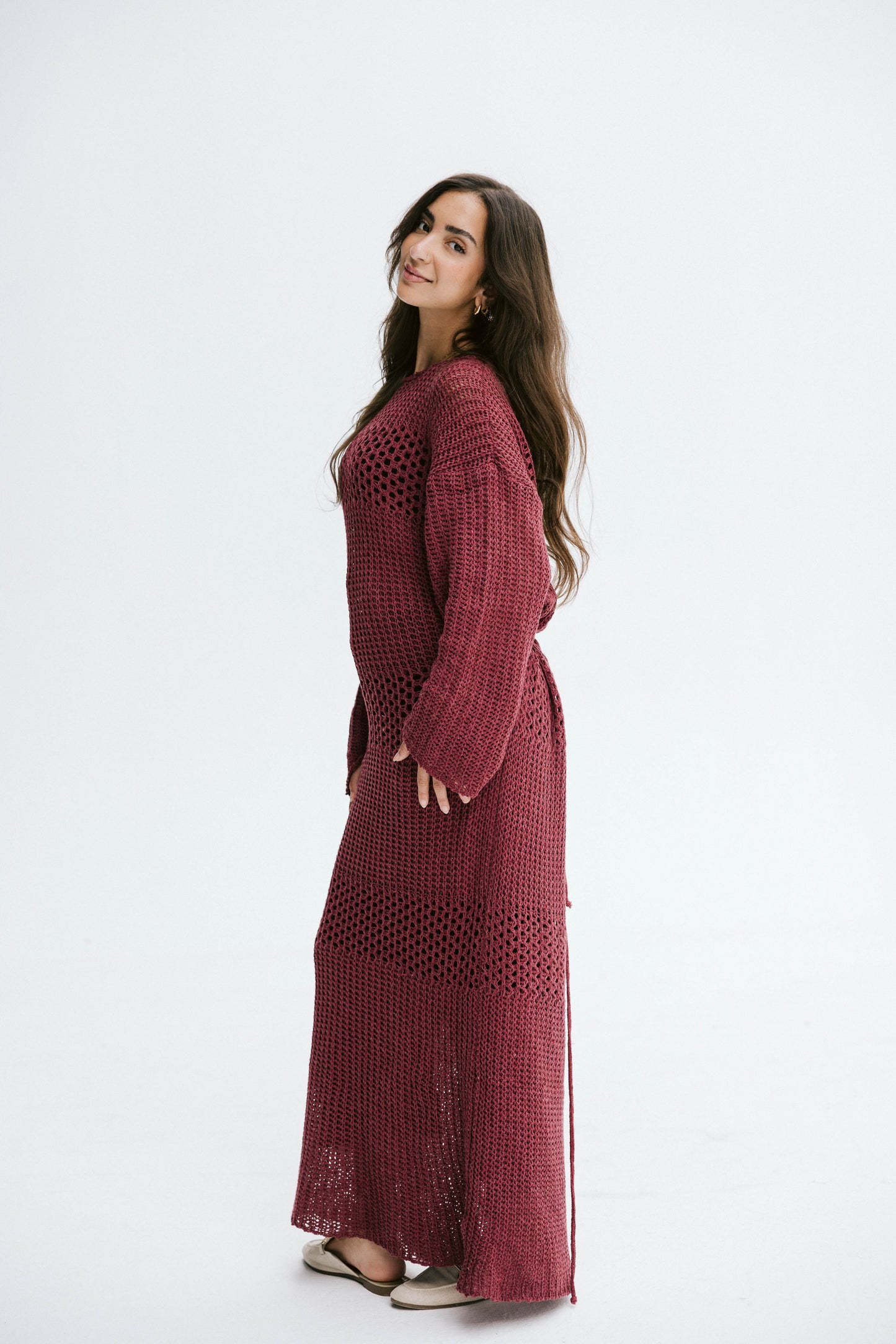 The Fish Net dress in Maroon
