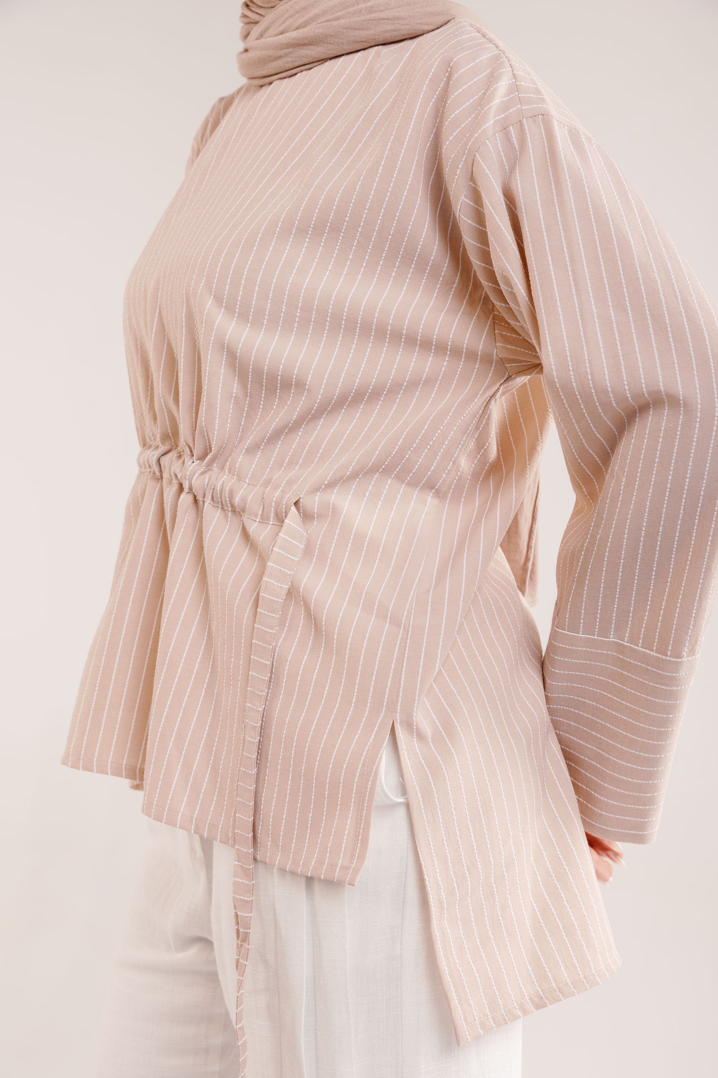 The Liner Blouse in Blush Beige