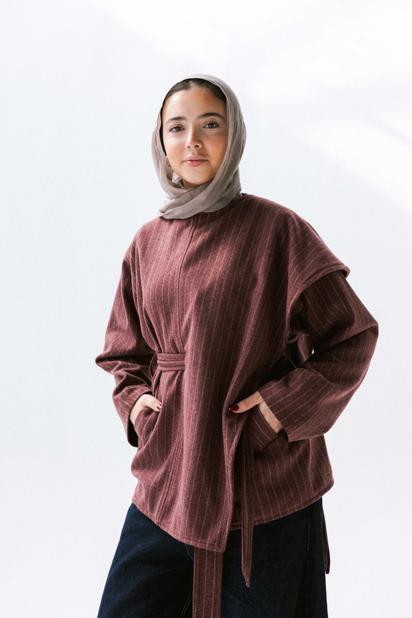 Obsidian Wrap Jacket in Maroon