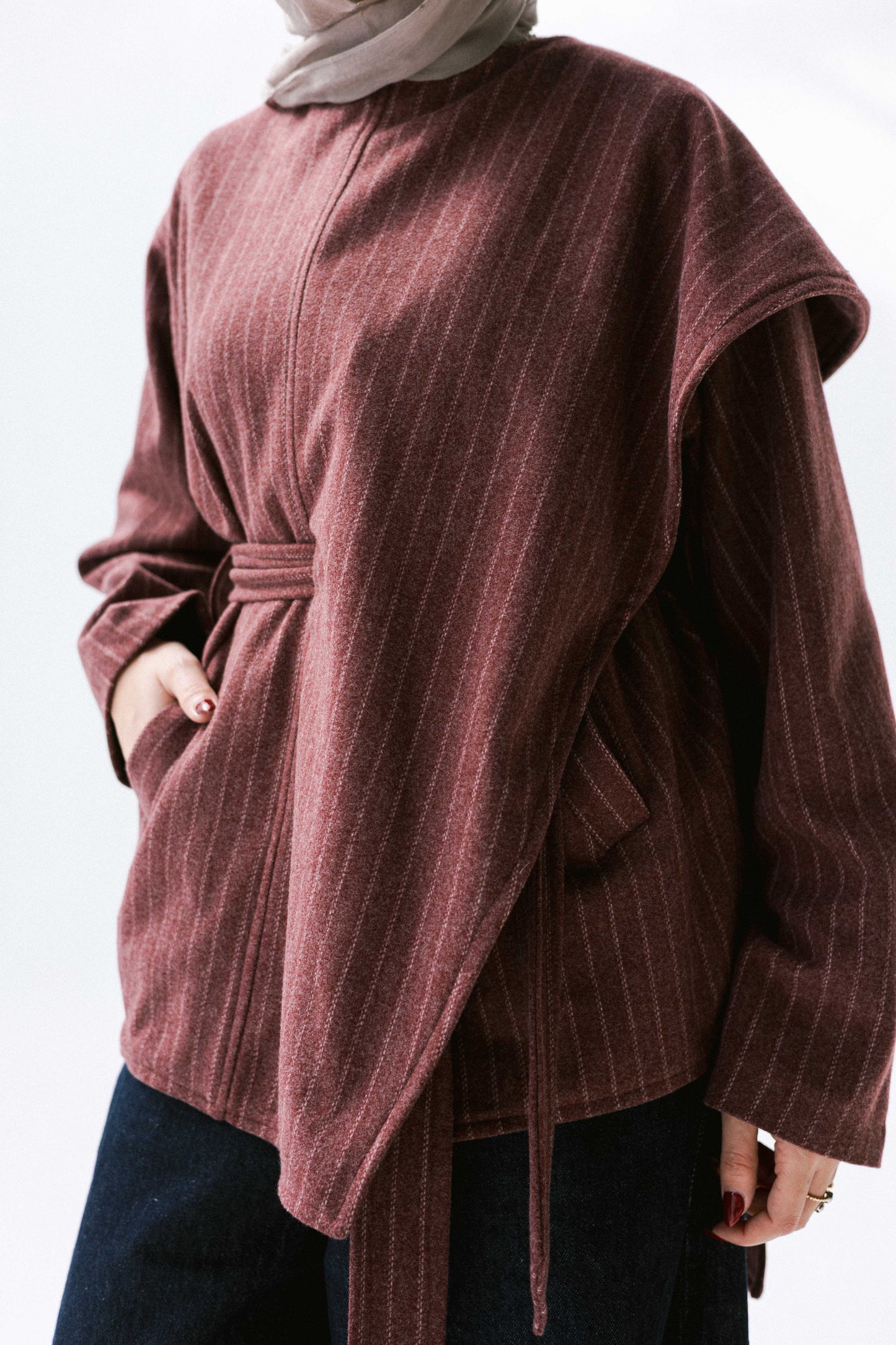 Obsidian Wrap Jacket in Maroon