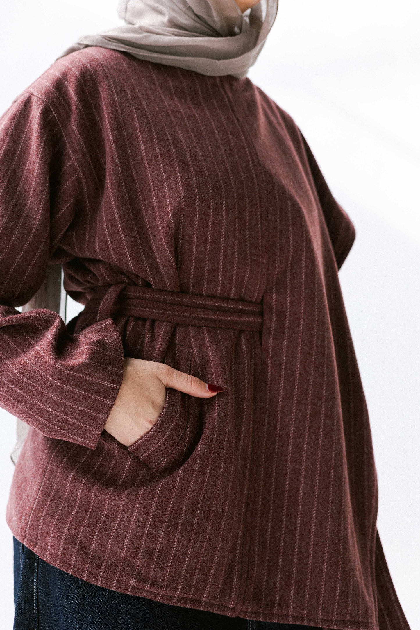 Obsidian Wrap Jacket in Maroon