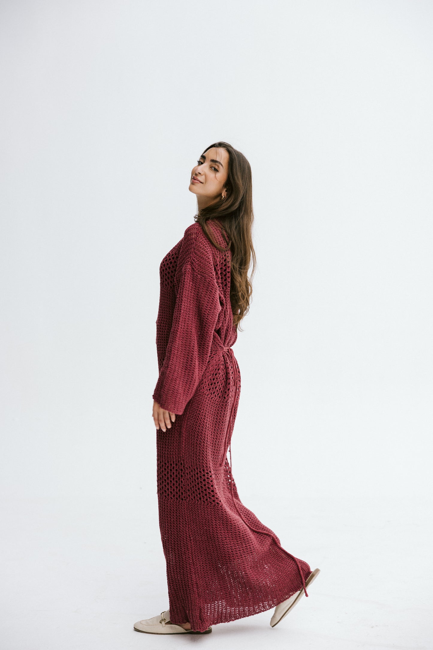 The Fish Net dress in Maroon