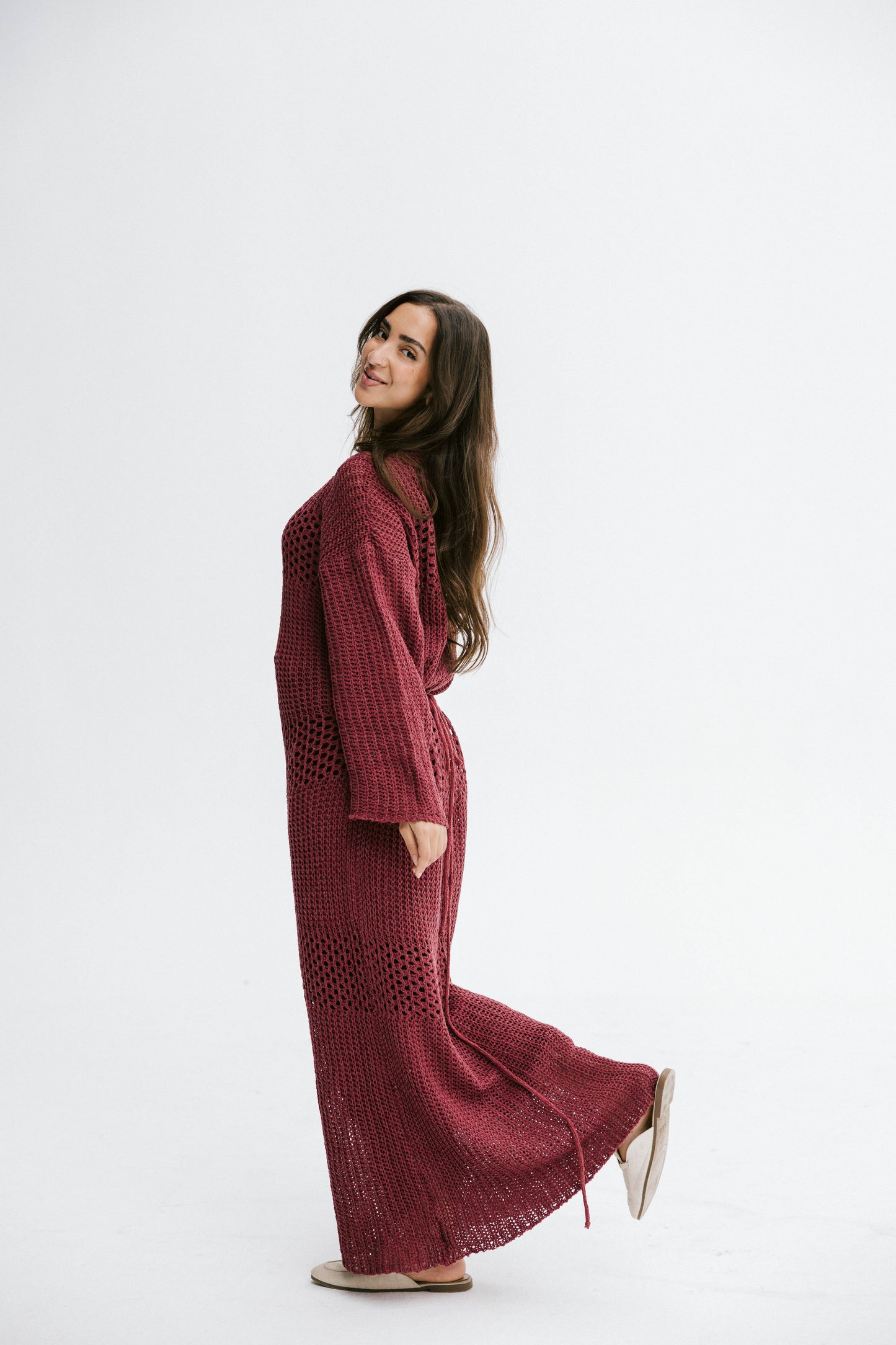 The Fish Net dress in Maroon