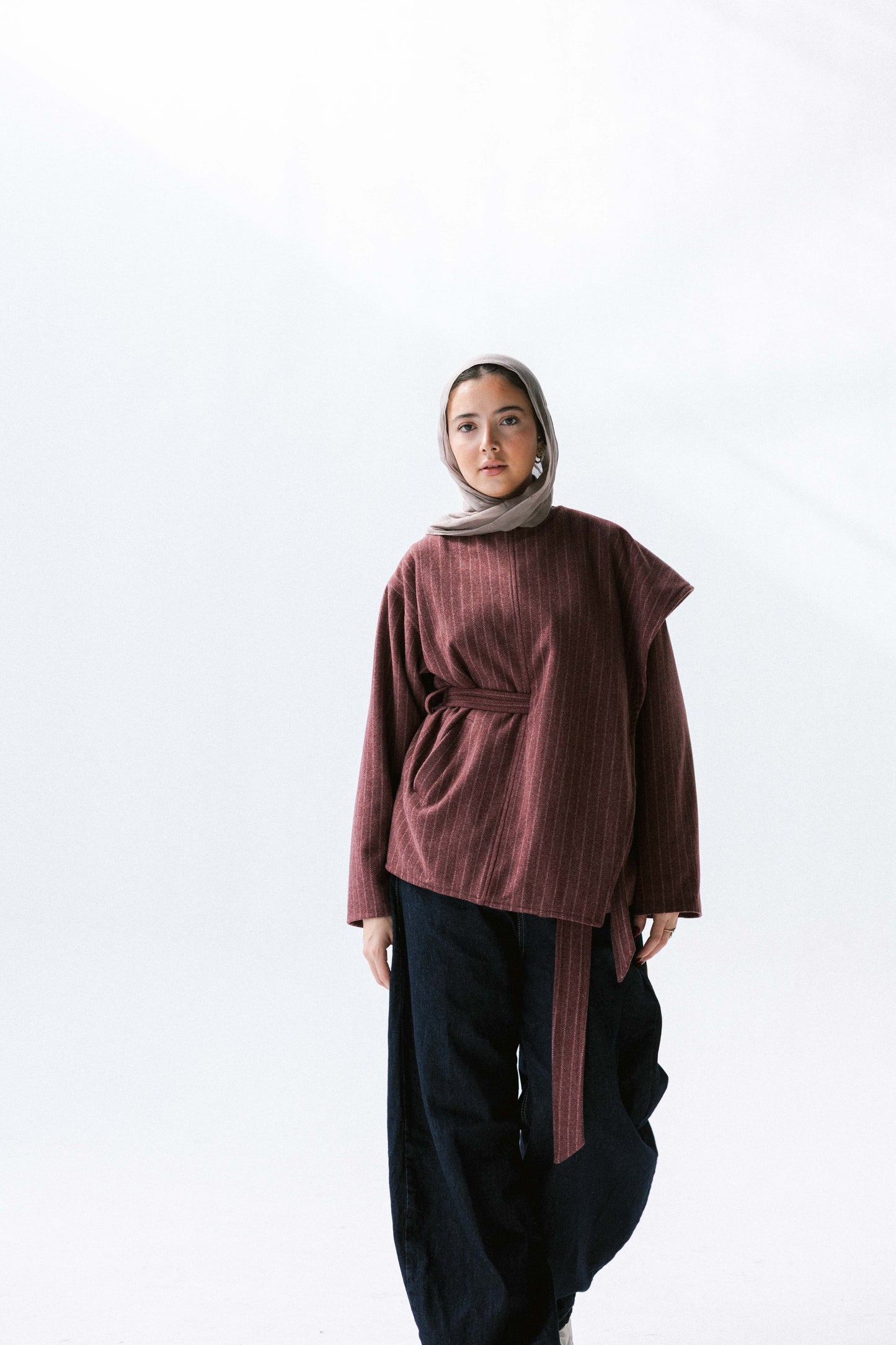 Obsidian Wrap Jacket in Maroon