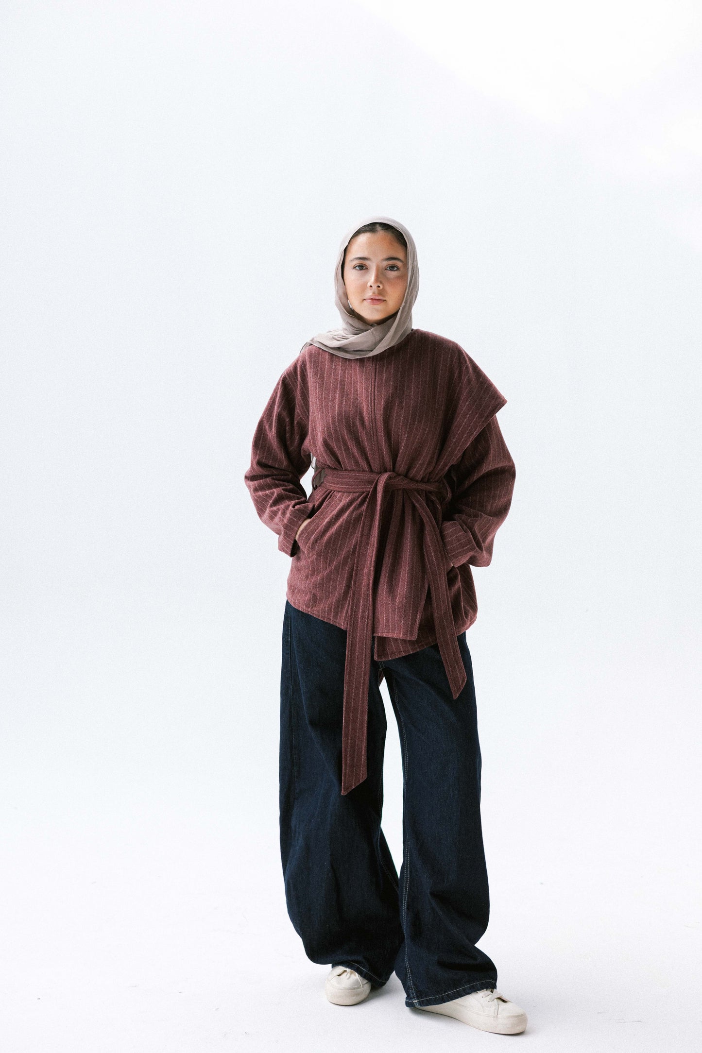 Obsidian Wrap Jacket in Maroon