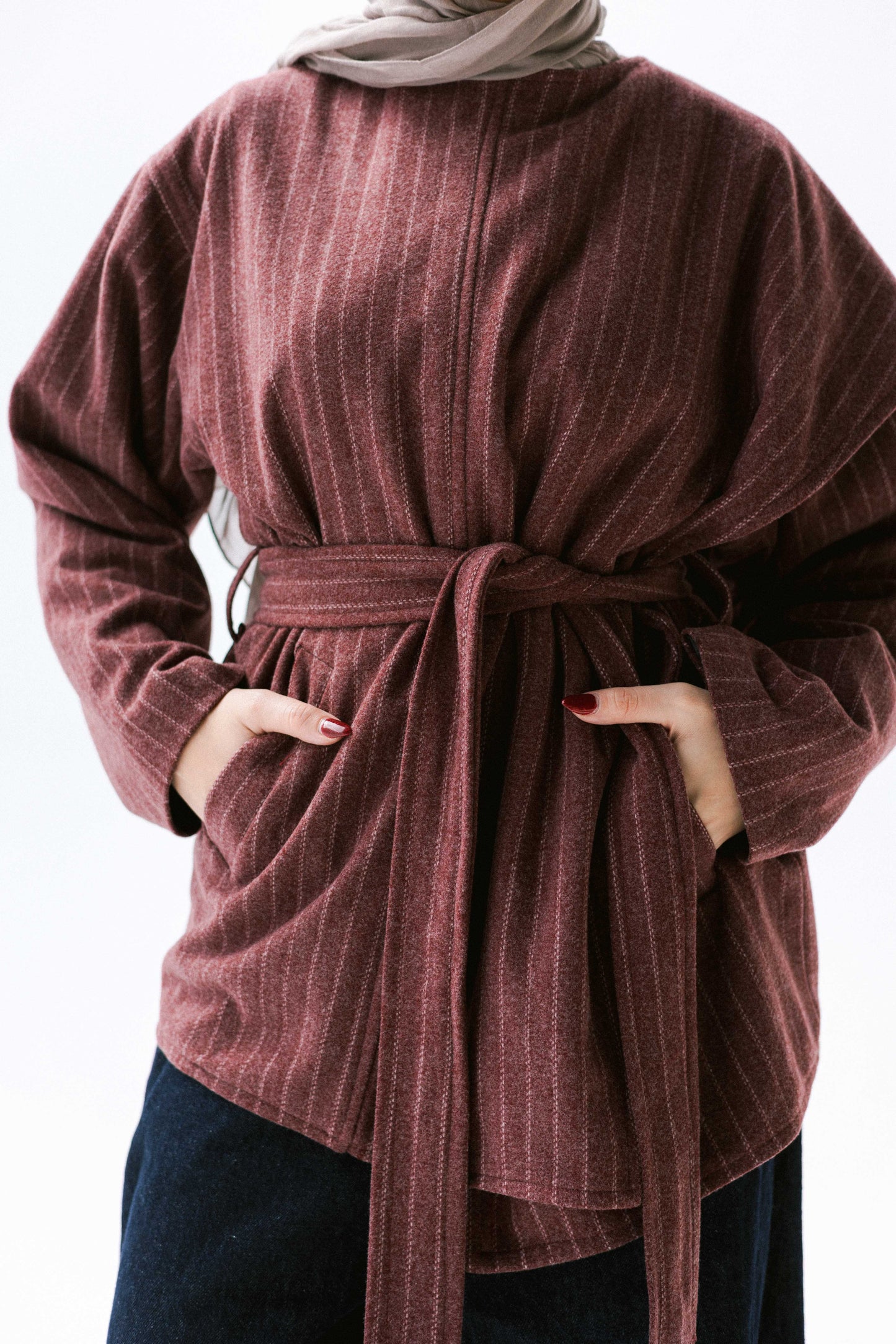 Obsidian Wrap Jacket in Maroon