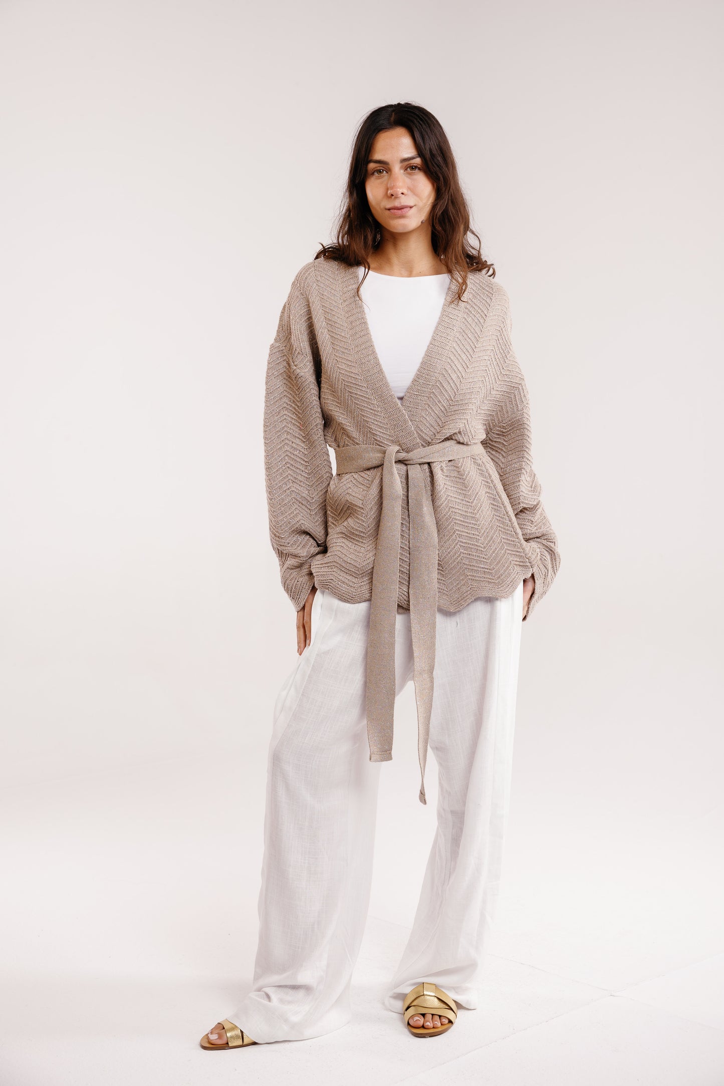 Rosalie Knit in Shimmer Beige