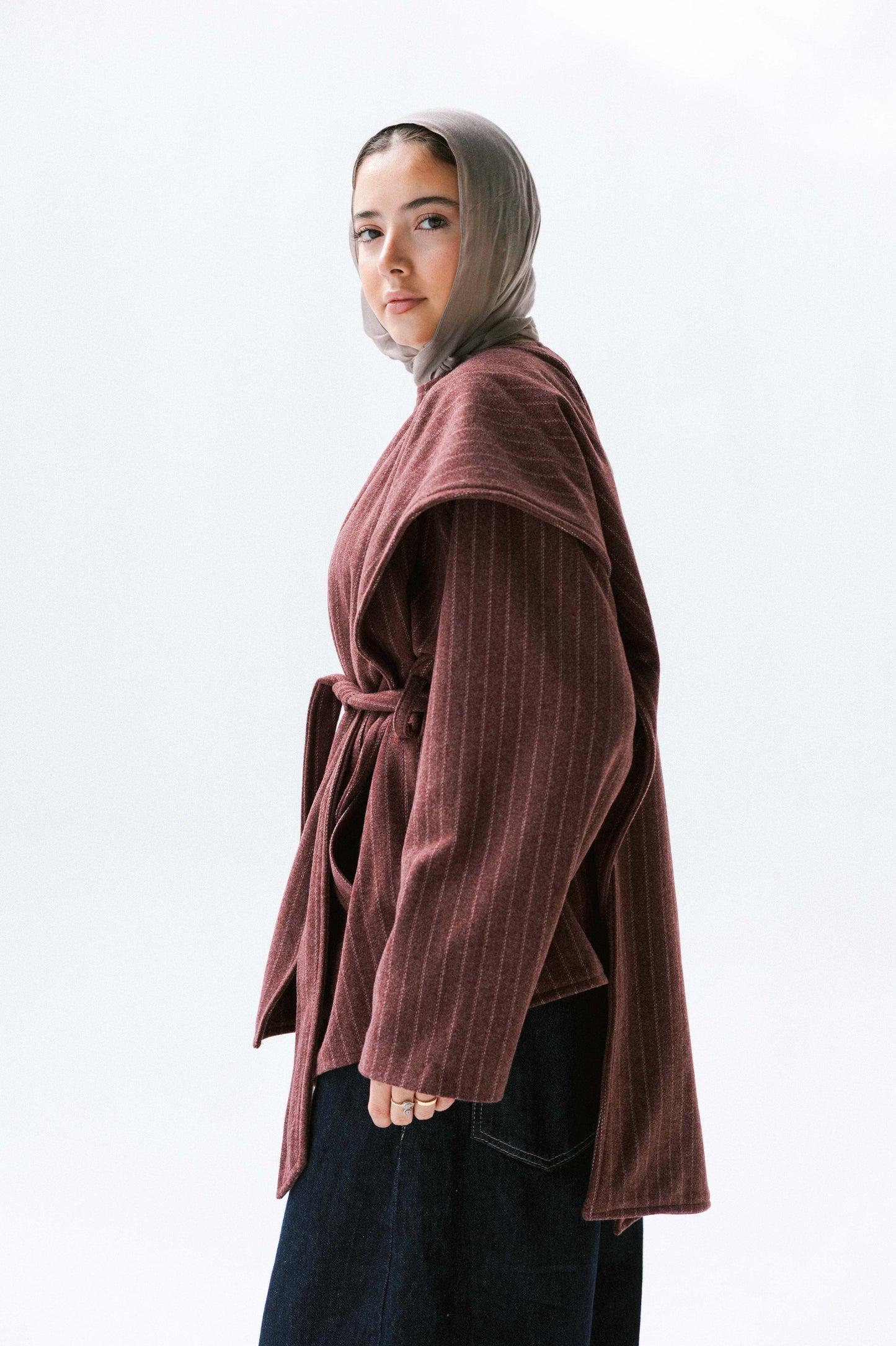 Obsidian Wrap Jacket in Maroon