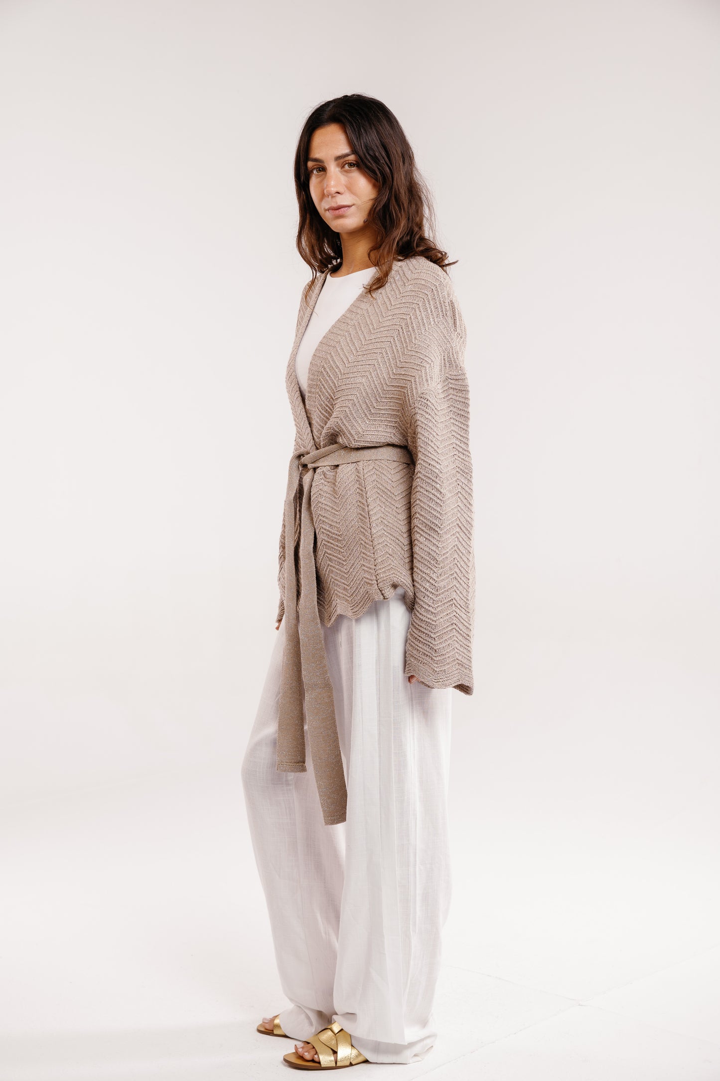 Rosalie Knit in Shimmer Beige