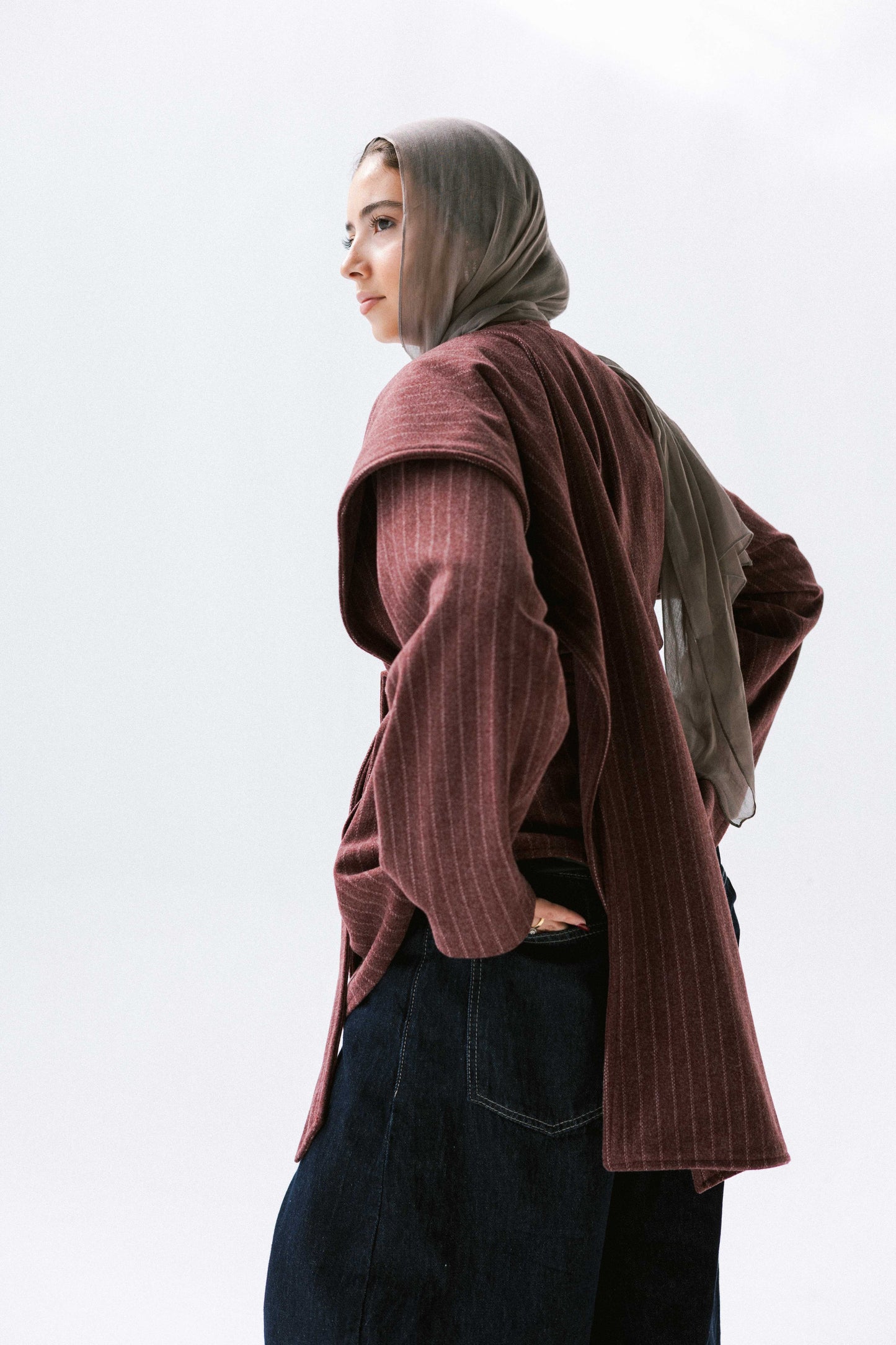 Obsidian Wrap Jacket in Maroon