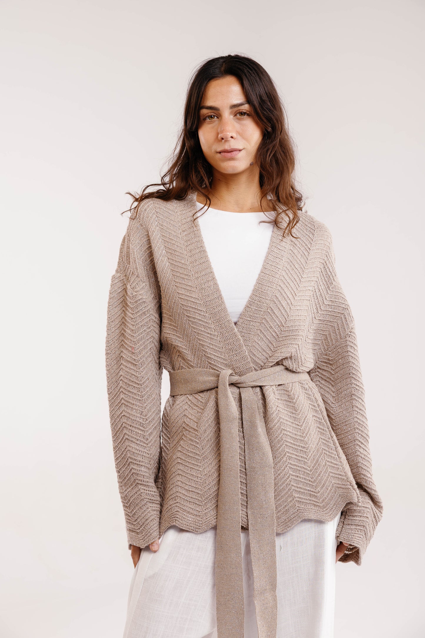 Rosalie Knit in Shimmer Beige