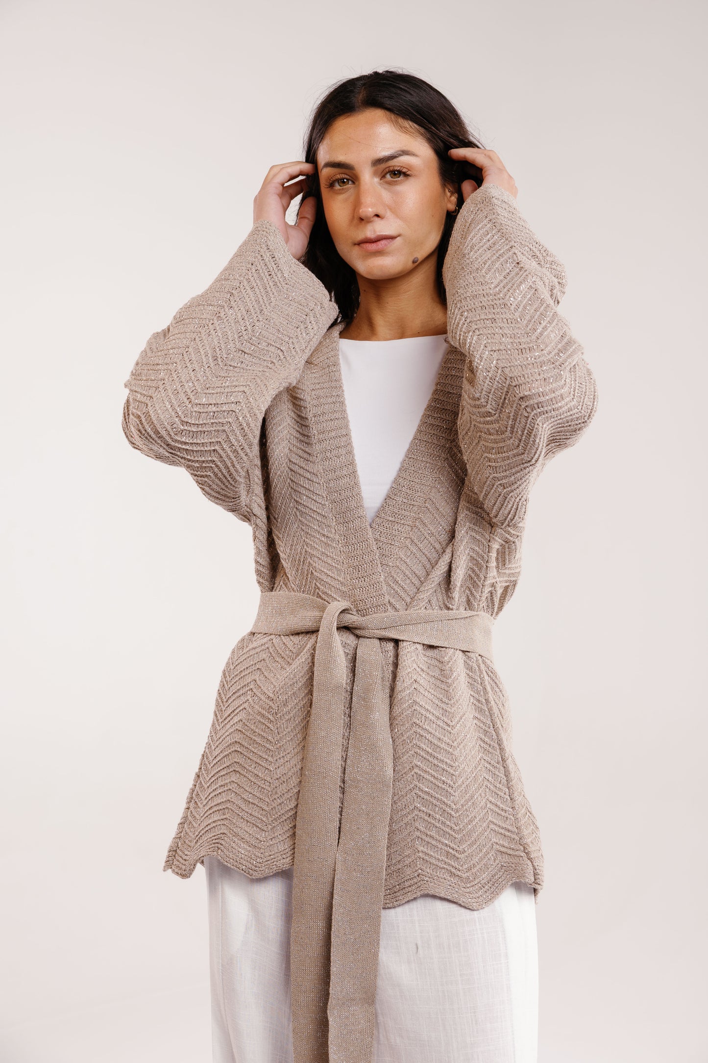 Rosalie Knit in Shimmer Beige