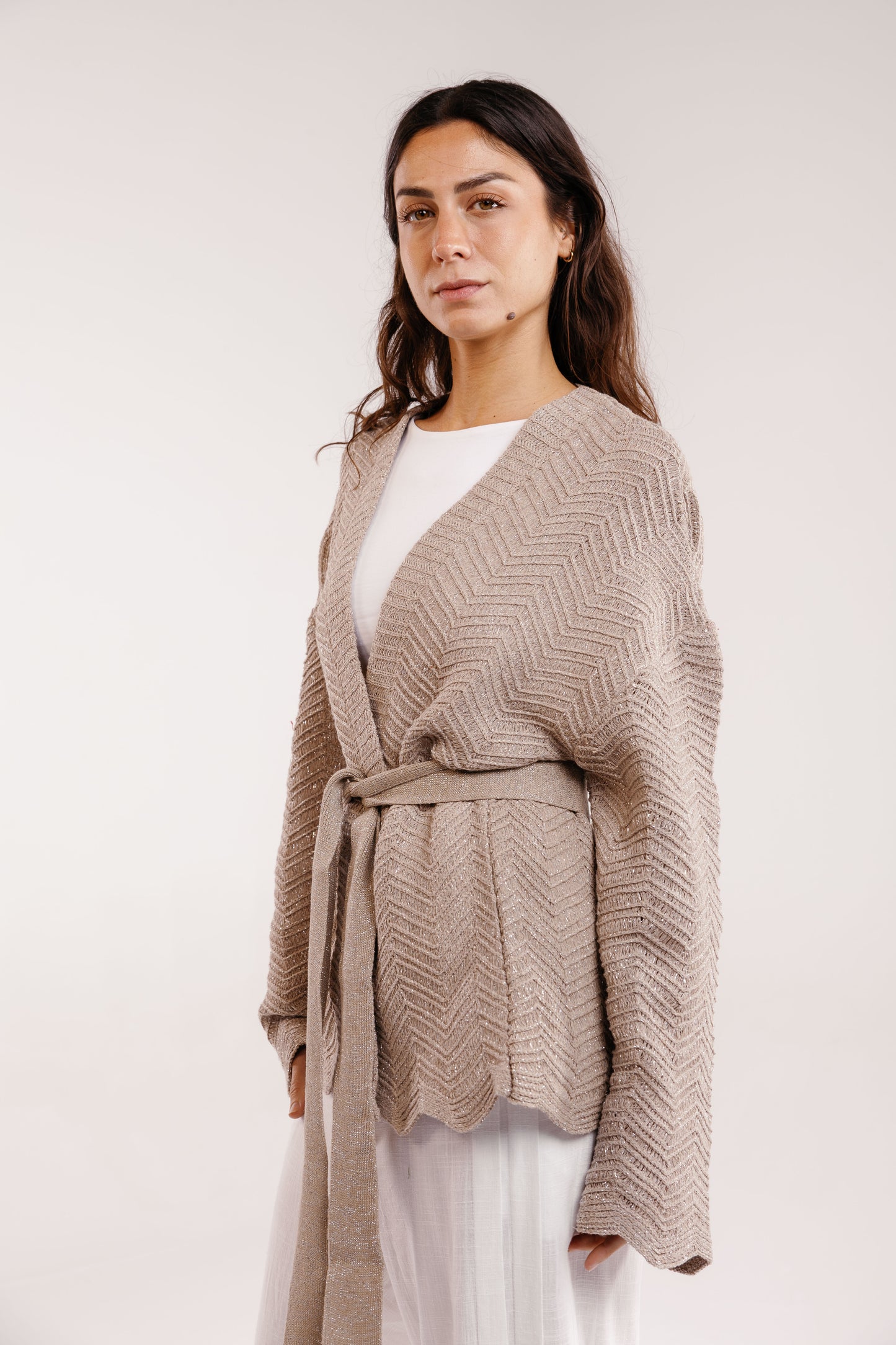 Rosalie Knit in Shimmer Beige