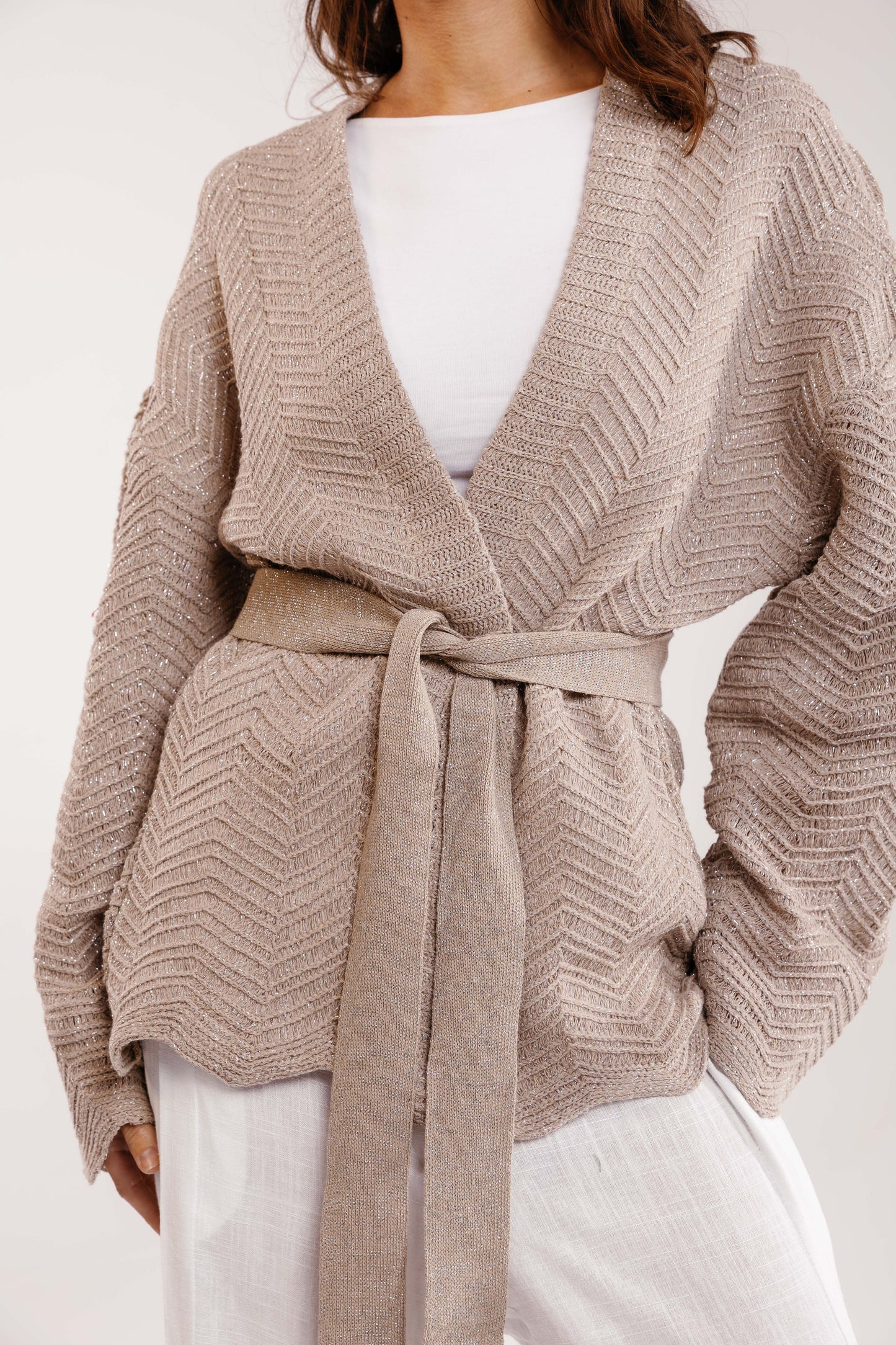 Rosalie Knit in Shimmer Beige