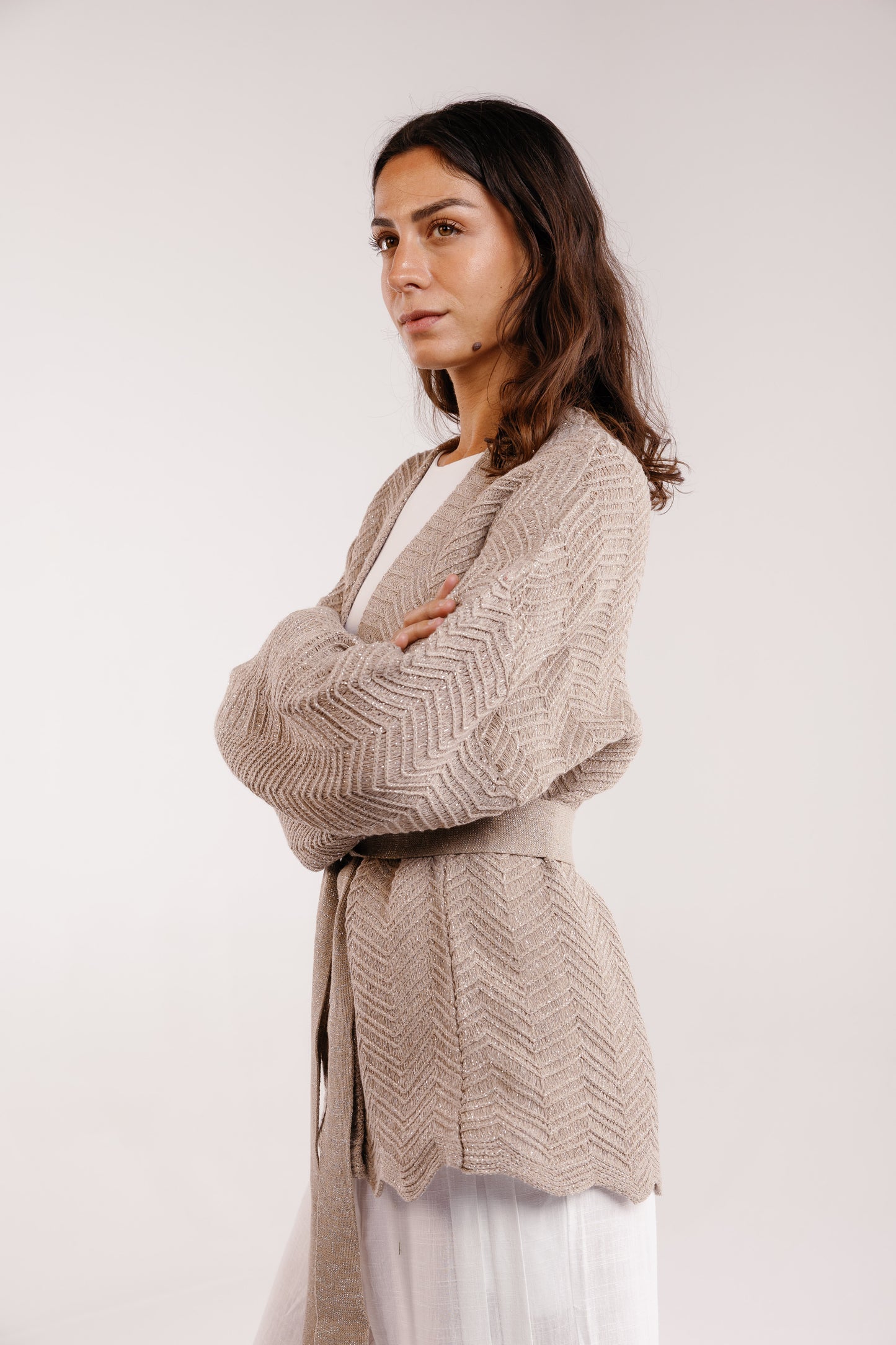 Rosalie Knit in Shimmer Beige